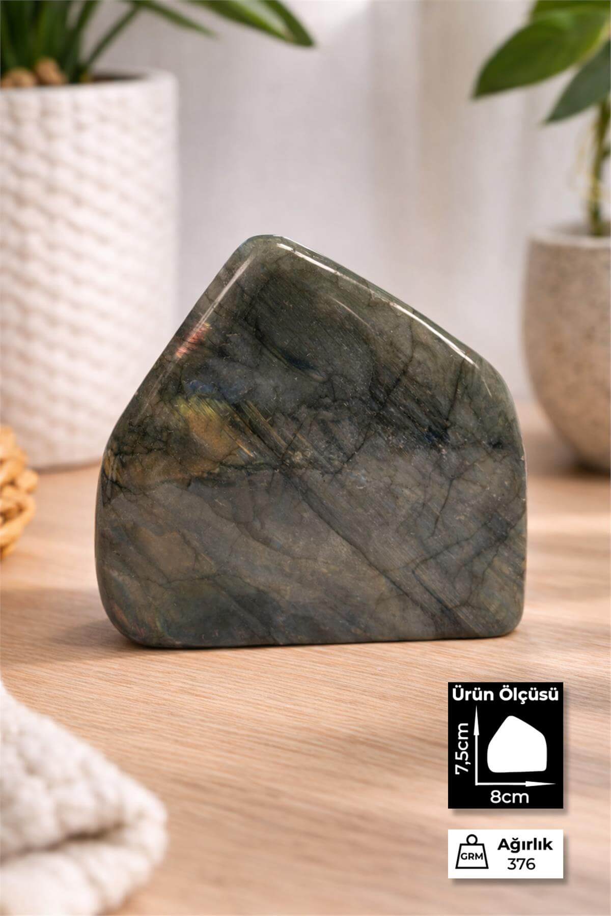 Labradorit Taşı Tamburlanmış Ham Kütle Doğal Taş - 376 Gram