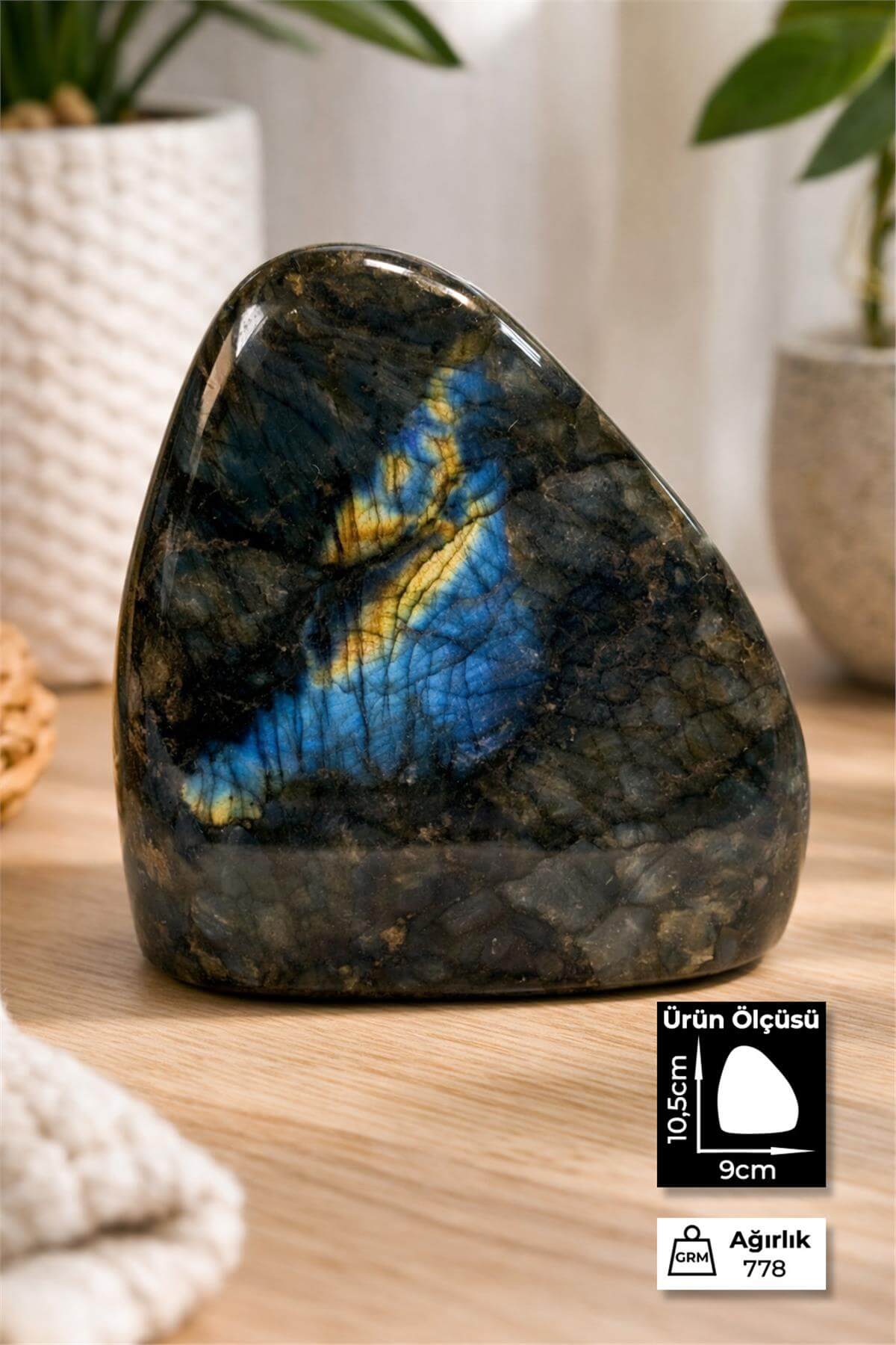 Labradorit Taşı Tamburlanmış Ham Kütle Doğal Taş - 778 Gram