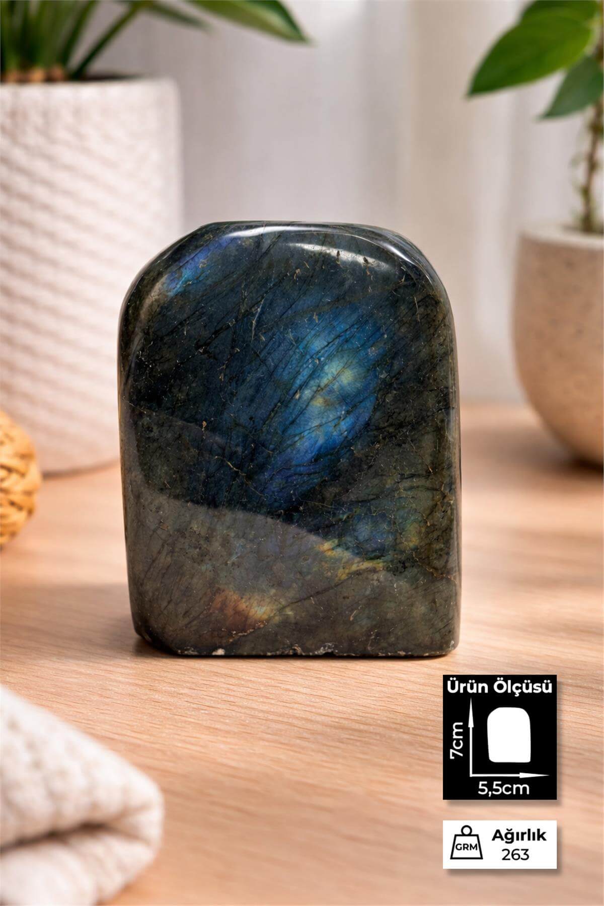 Labradorit Taşı Tamburlanmış Ham Kütle Doğal Taş - 263 Gram