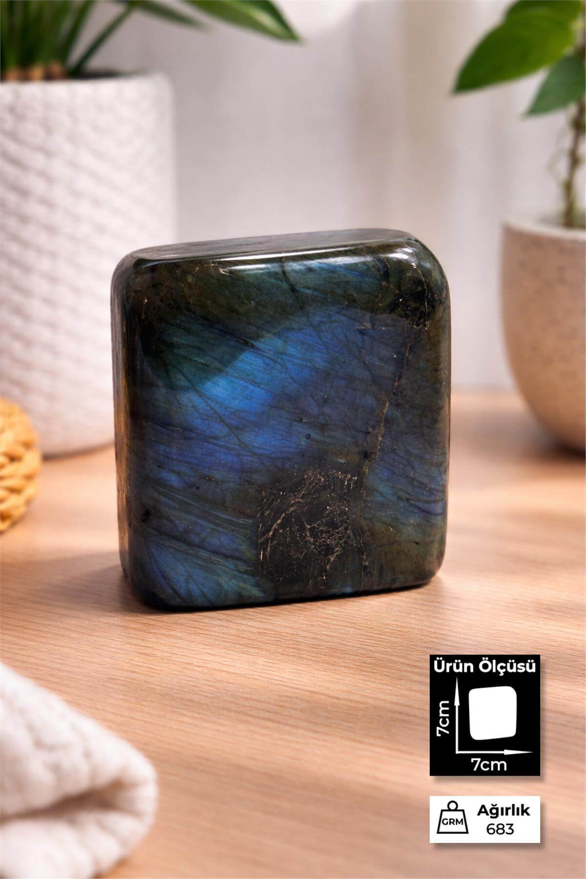 Labradorit Taşı Tamburlanmış Ham Kütle Doğal Taş - 683 Gram