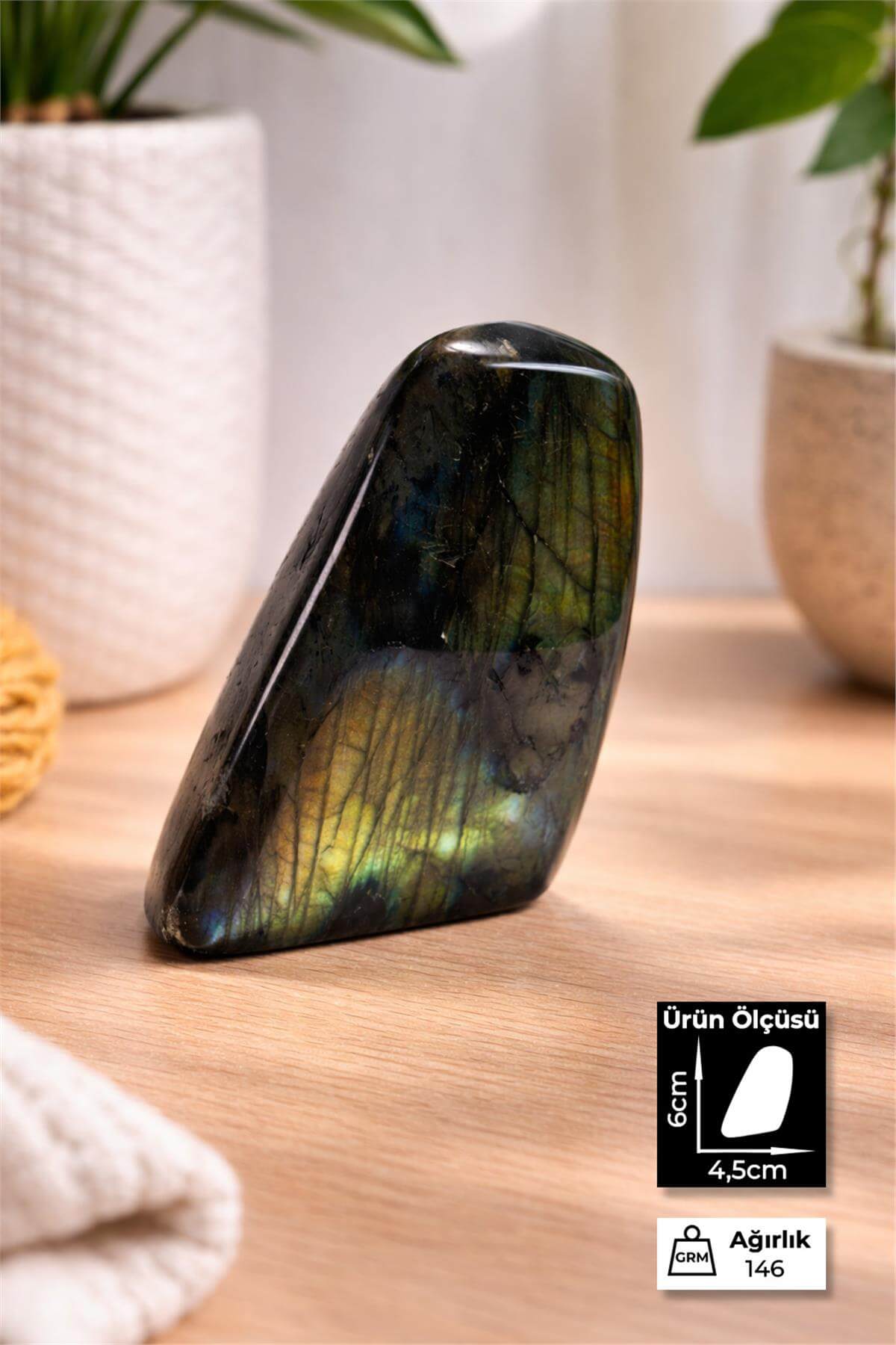 Labradorit Taşı Tamburlanmış Ham Kütle Doğal Taş - 146 Gram