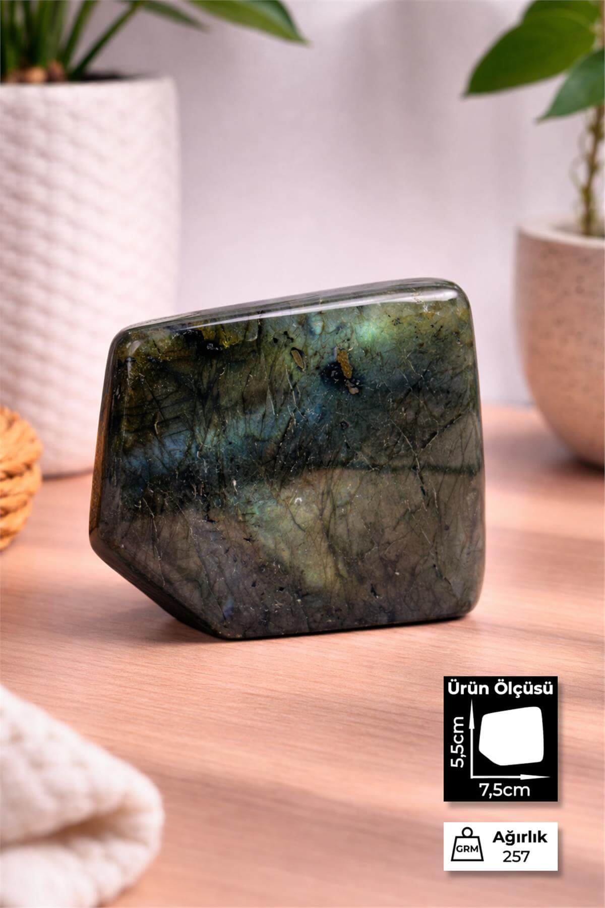 Labradorit Taşı Tamburlanmış Ham Kütle Doğal Taş - 257 Gram