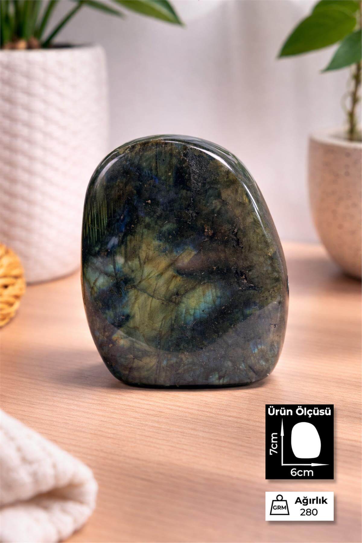 Labradorit Taşı Tamburlanmış Ham Kütle Doğal Taş - 280 Gram