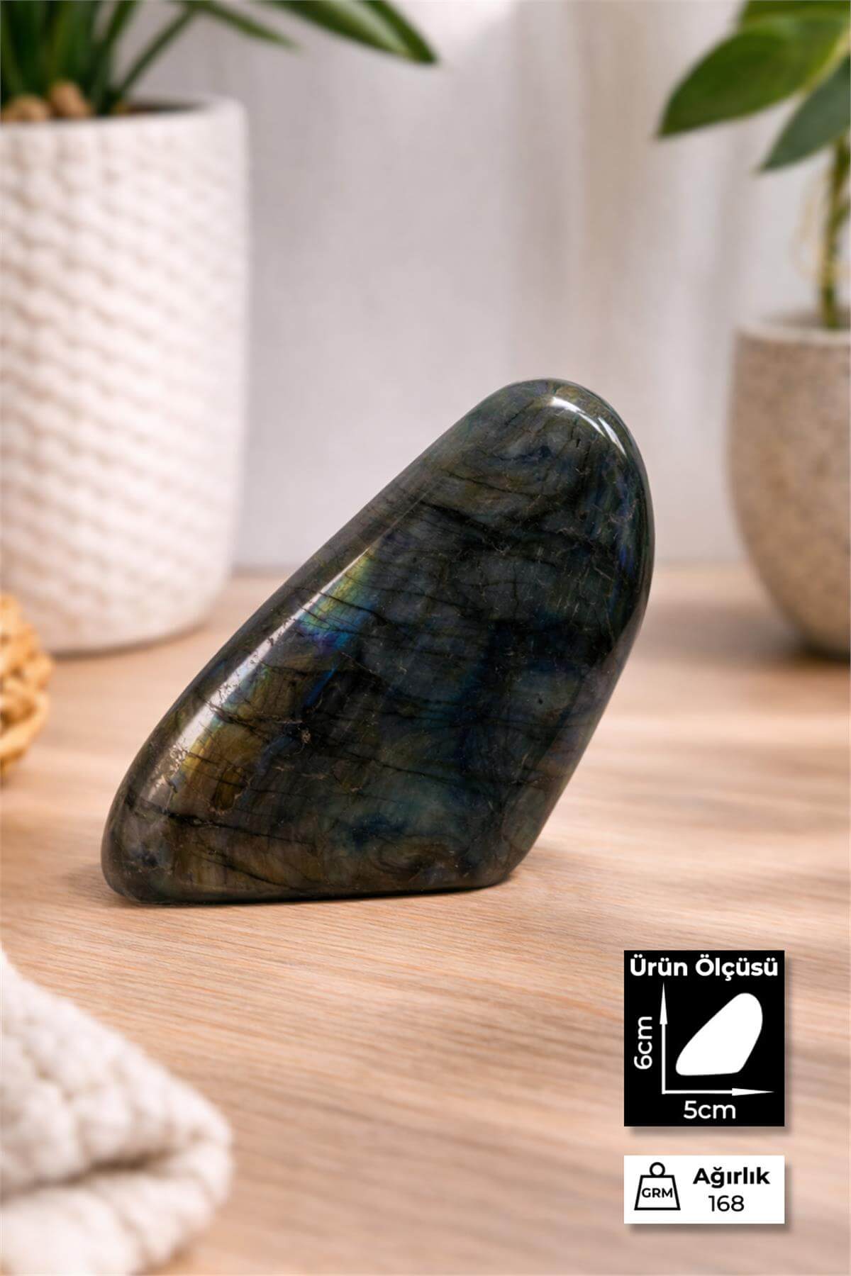 Labradorit Taşı Tamburlanmış Ham Kütle Doğal Taş - 168 Gram