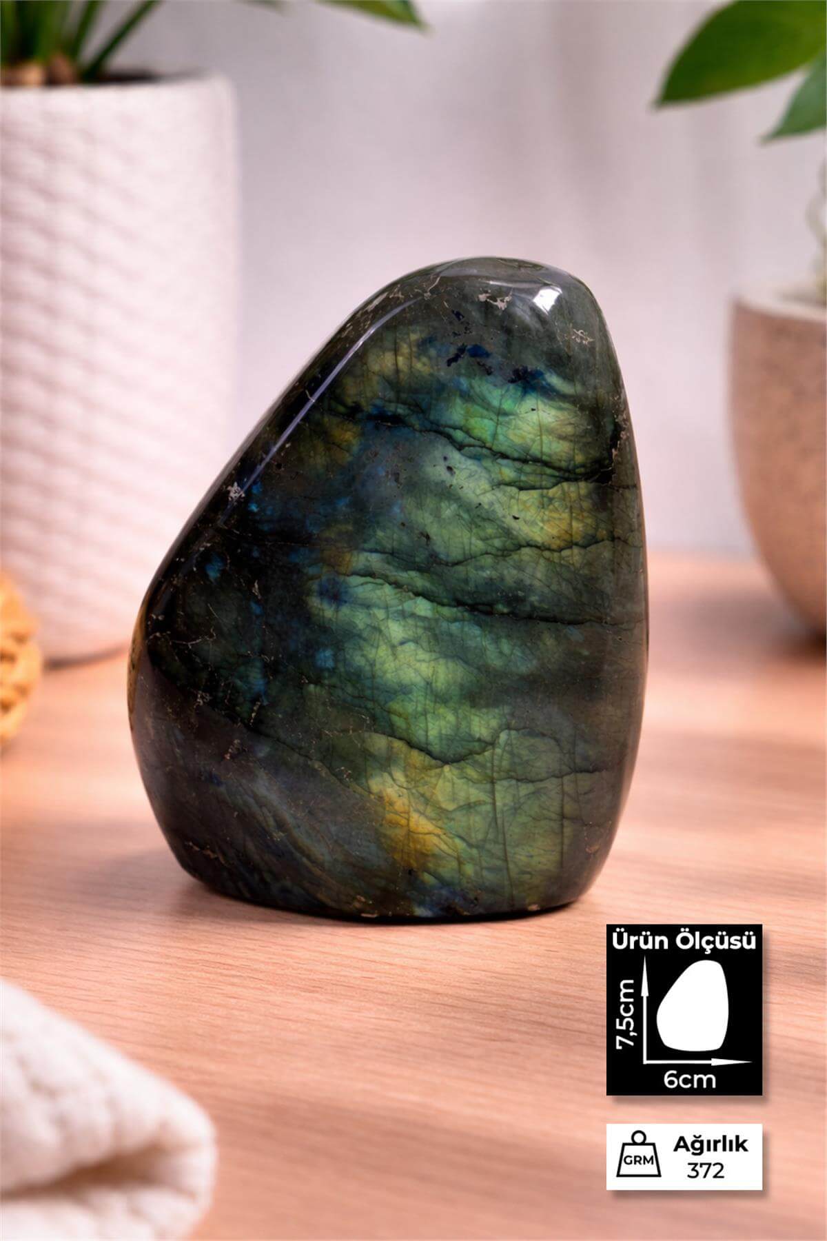 Labradorit Taşı Tamburlanmış Ham Kütle Doğal Taş - 372 Gram