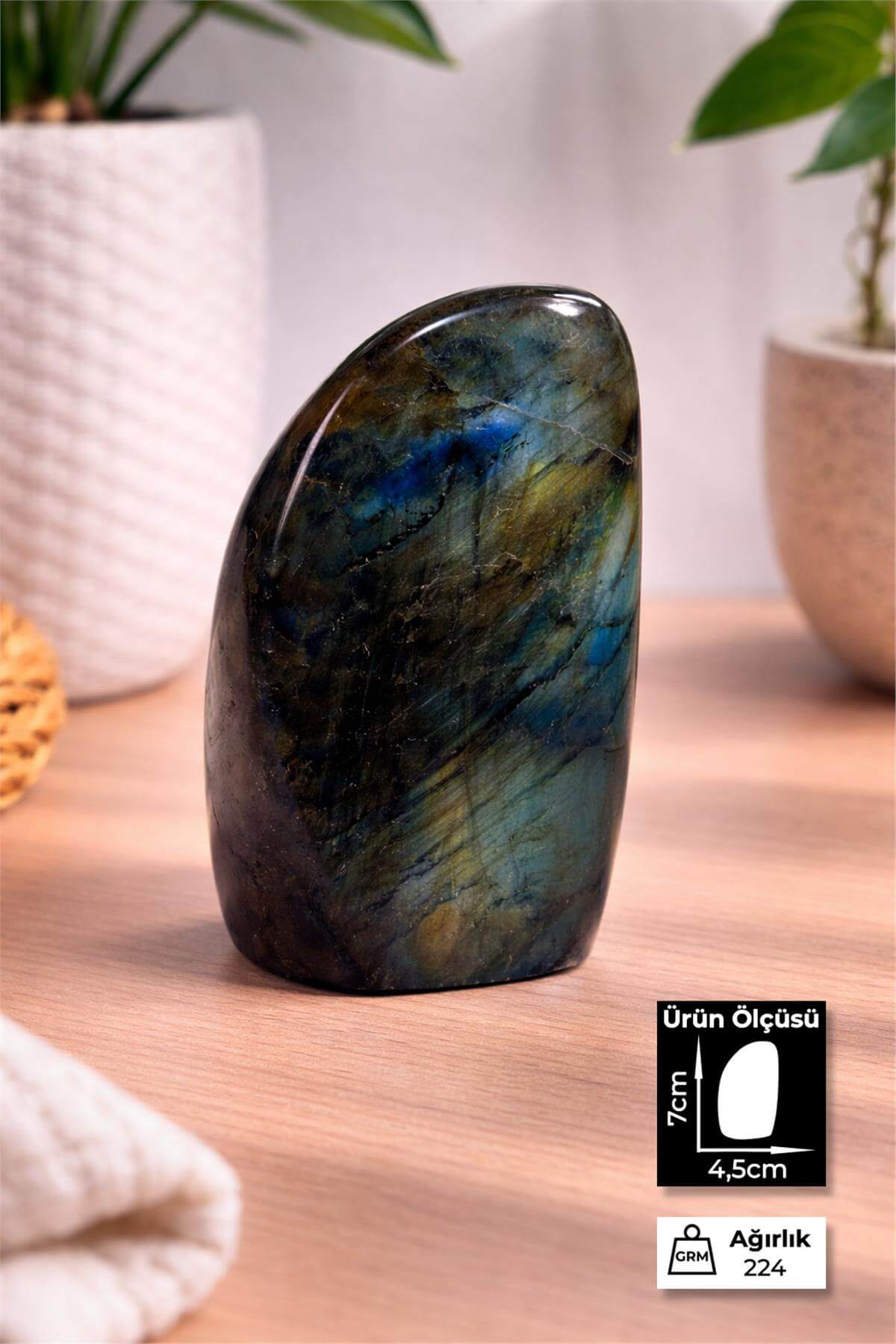 Labradorit Taşı Tamburlanmış Ham Kütle Doğal Taş - 224 Gram