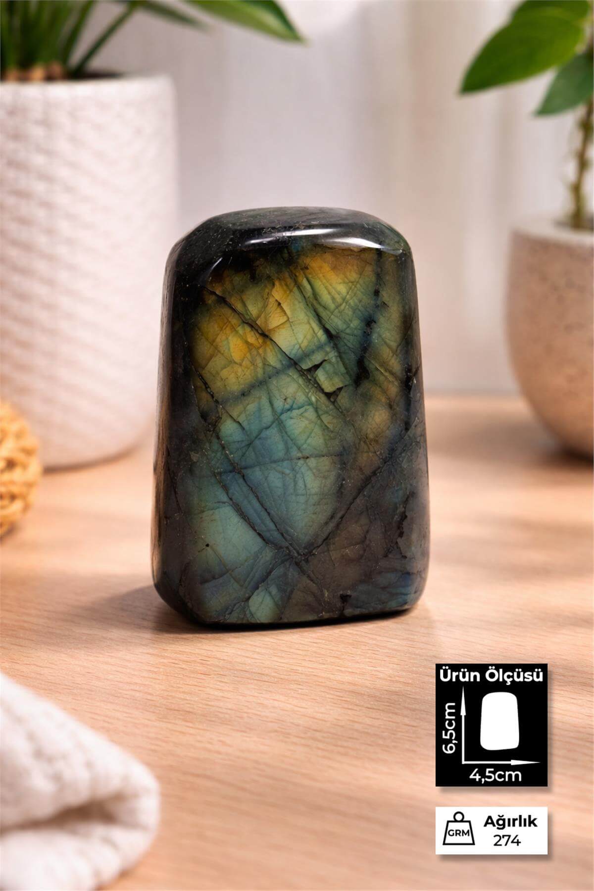 Labradorit Taşı Tamburlanmış Ham Kütle Doğal Taş - 274 Gram