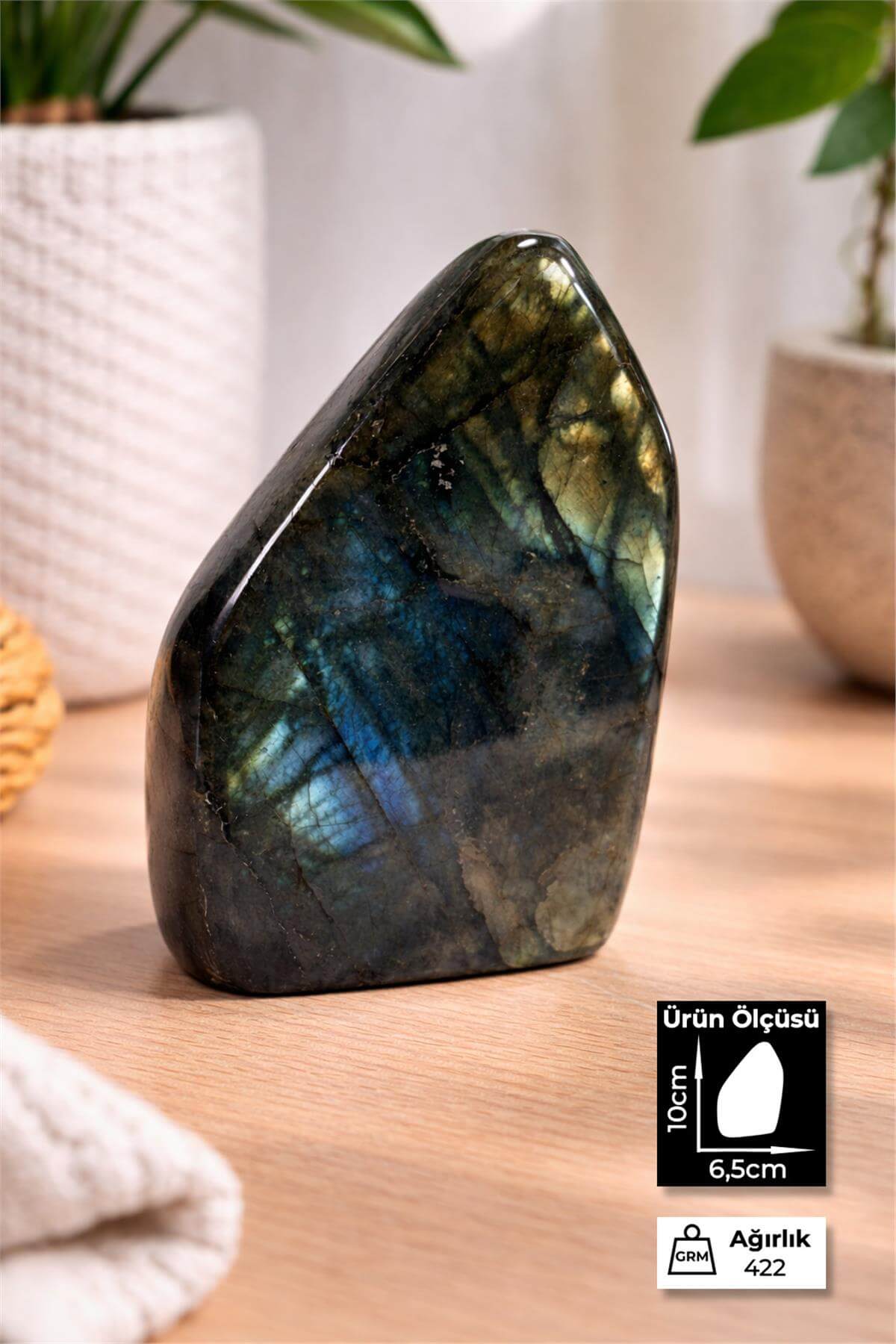 Labradorit Taşı Tamburlanmış Ham Kütle Doğal Taş - 422 Gram