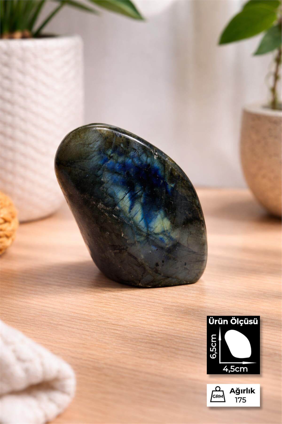 Labradorit Taşı Tamburlanmış Ham Kütle Doğal Taş - 175 Gram