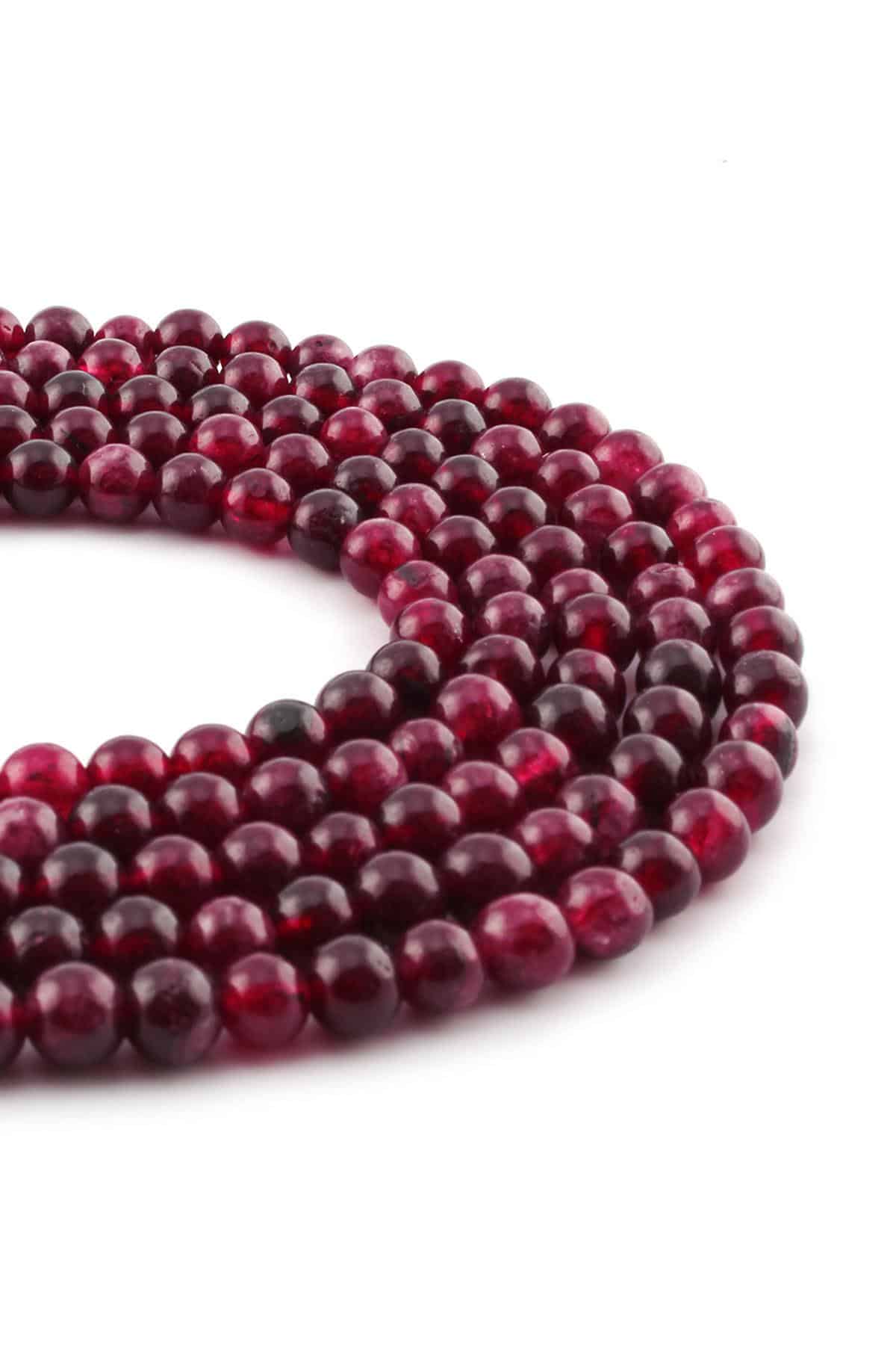 Garnet Doğal Taş Parlak Küre Kesim 6mm Dizi