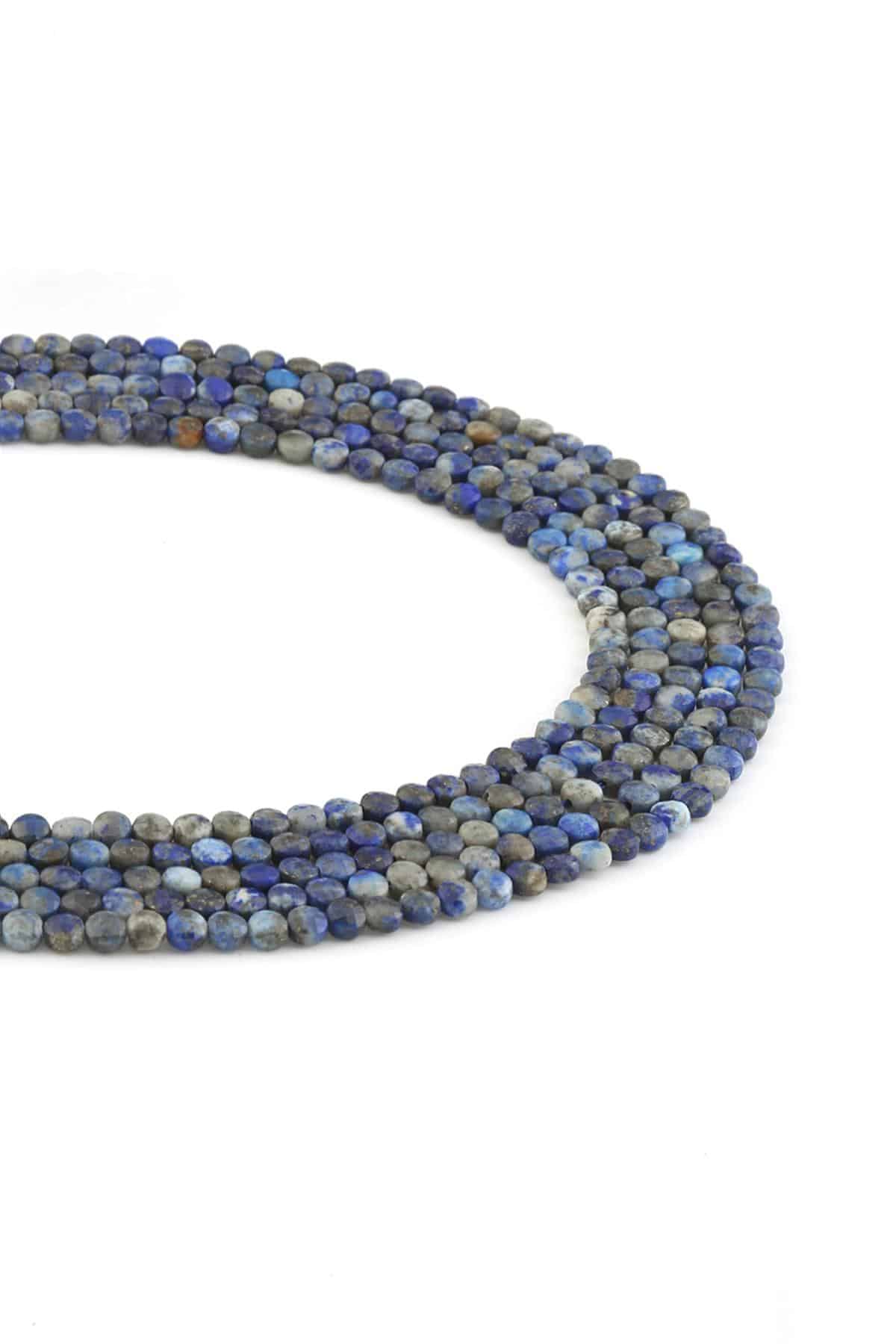 Lapis Lazuli Doğal Taş Parlak Mavi Daire Kesim 4x3mm Dizi [AA]