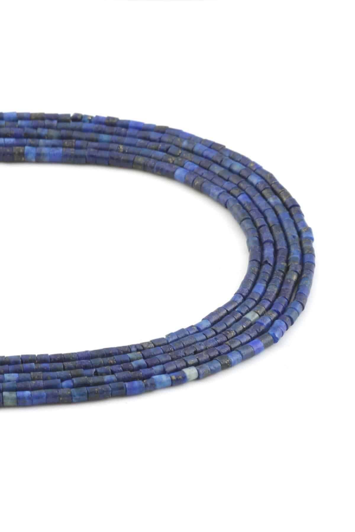 Lapis Lazuli Doğal Taş Silindir Kesim 2x2mm Dizi