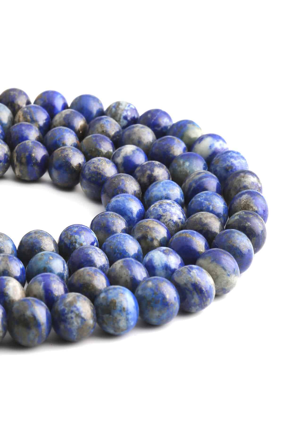 Lapis Lazuli Doğal Taş Parlak Küre Kesim 10mm Dizi [AB+]