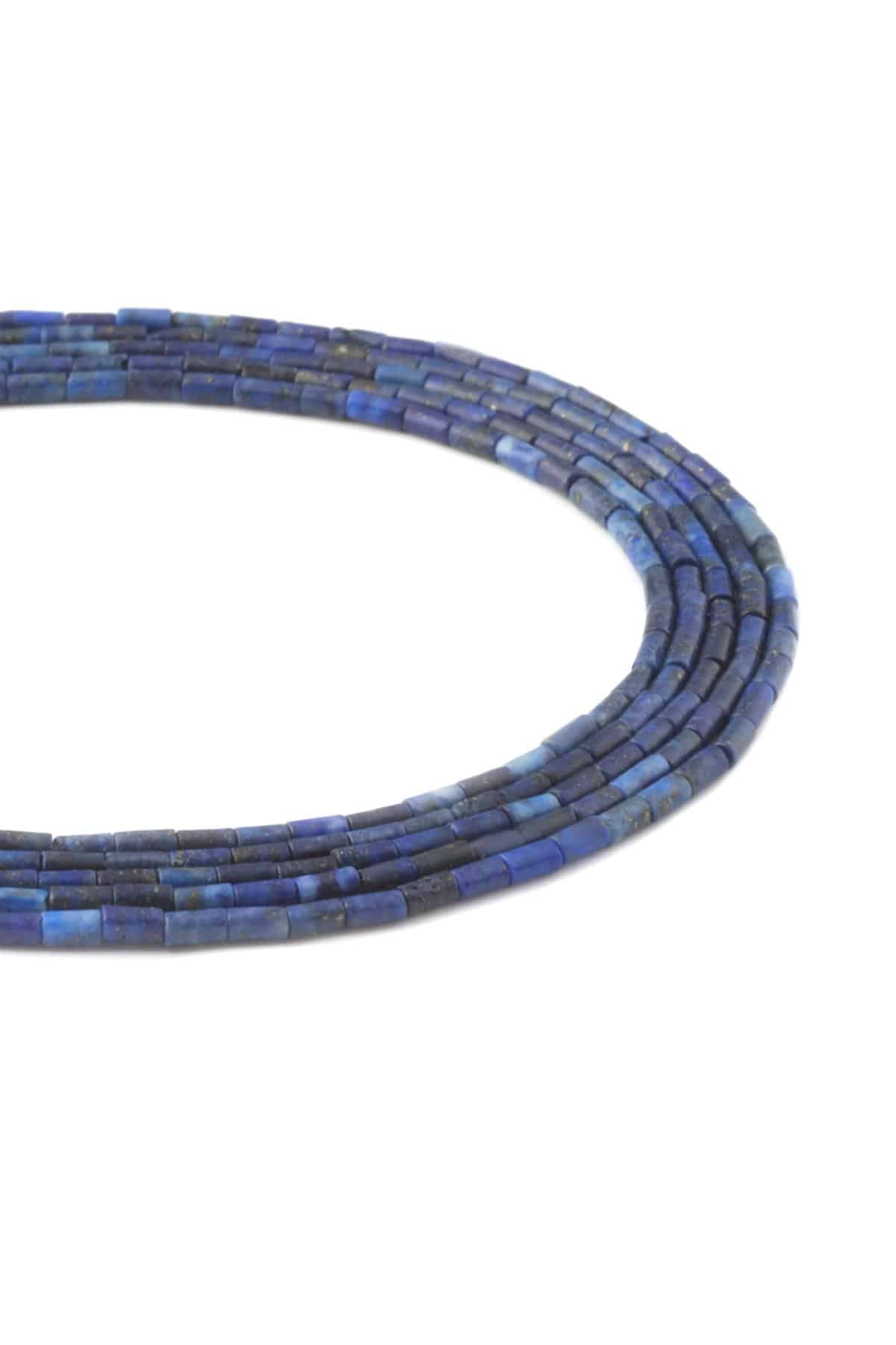 Lapis Lazuli Doğal Taş Silindir Kesim 2x4mm Dizi
