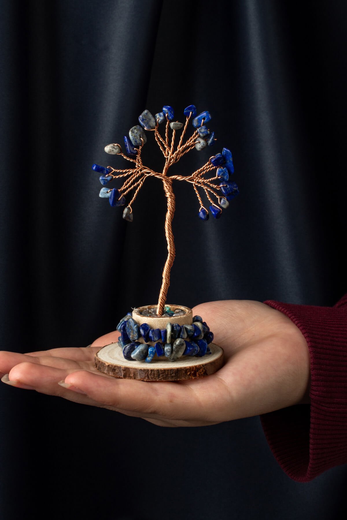 Lapis Lazuli Taşı El Yapımı Doğal Taş Dekoratif Ağaç