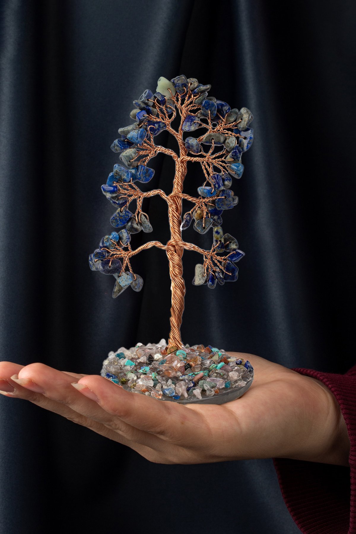 Lapis Lazuli Taşı El Yapımı Doğal Taş Dekoratif Ağaç