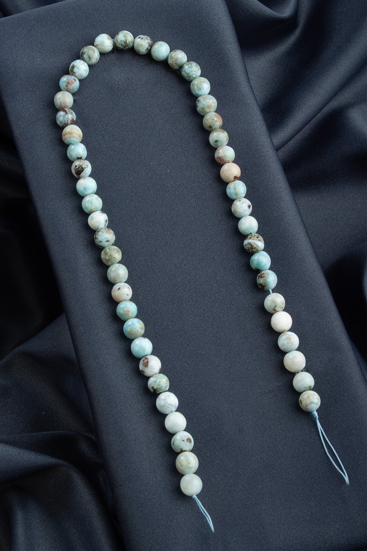 Larimar Doğal Taş Parlak Küre Kesim 8mm Dizi