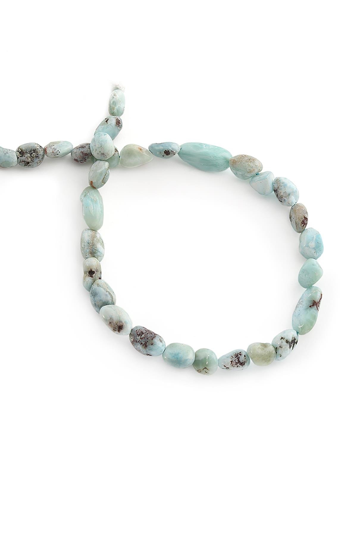 Larimar Natural Stone Tumbler Cut 6x8mm String Of Beads