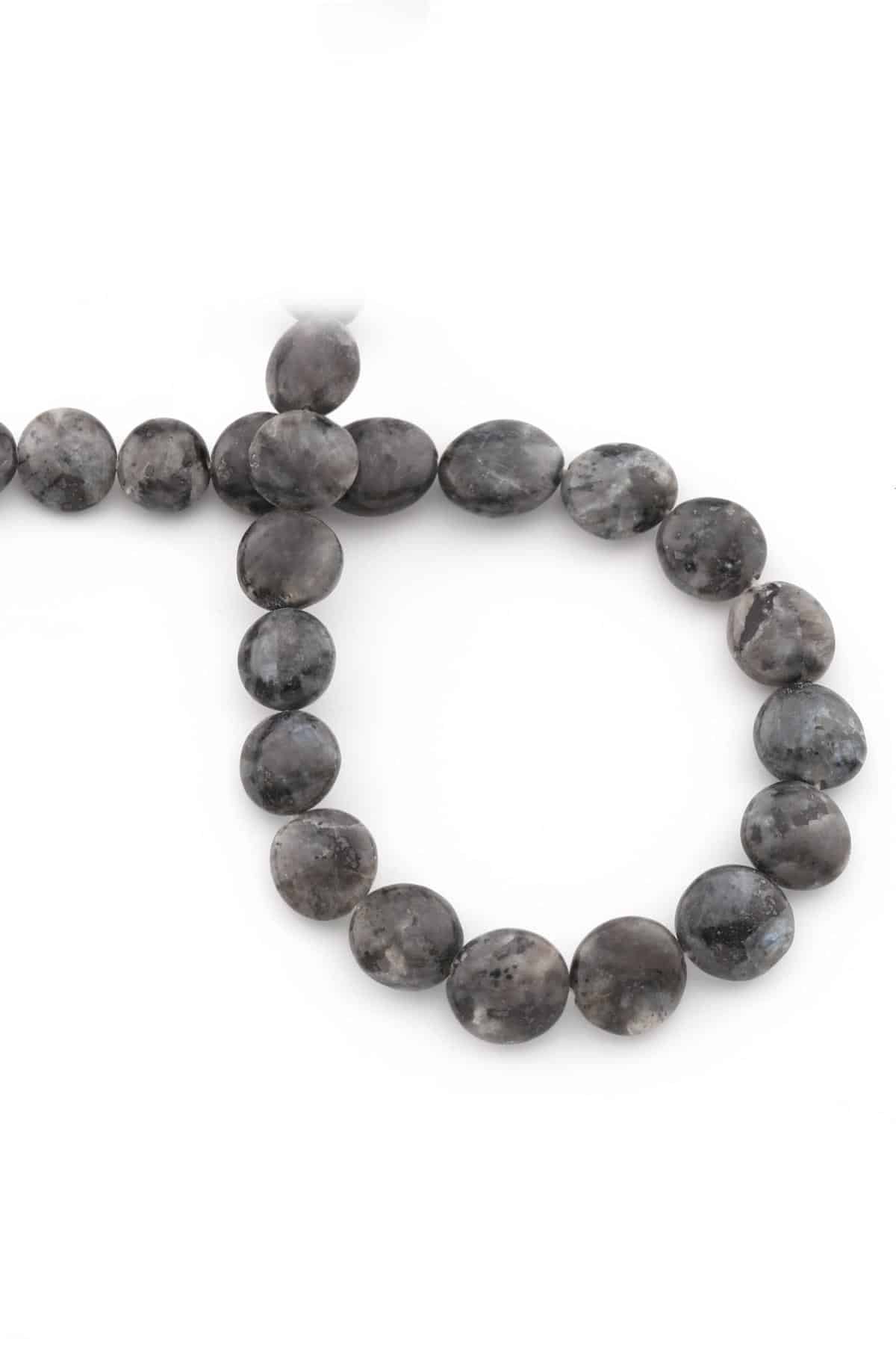 Larvakit Natural Stone Circle Cut 12mm String Of Beads
