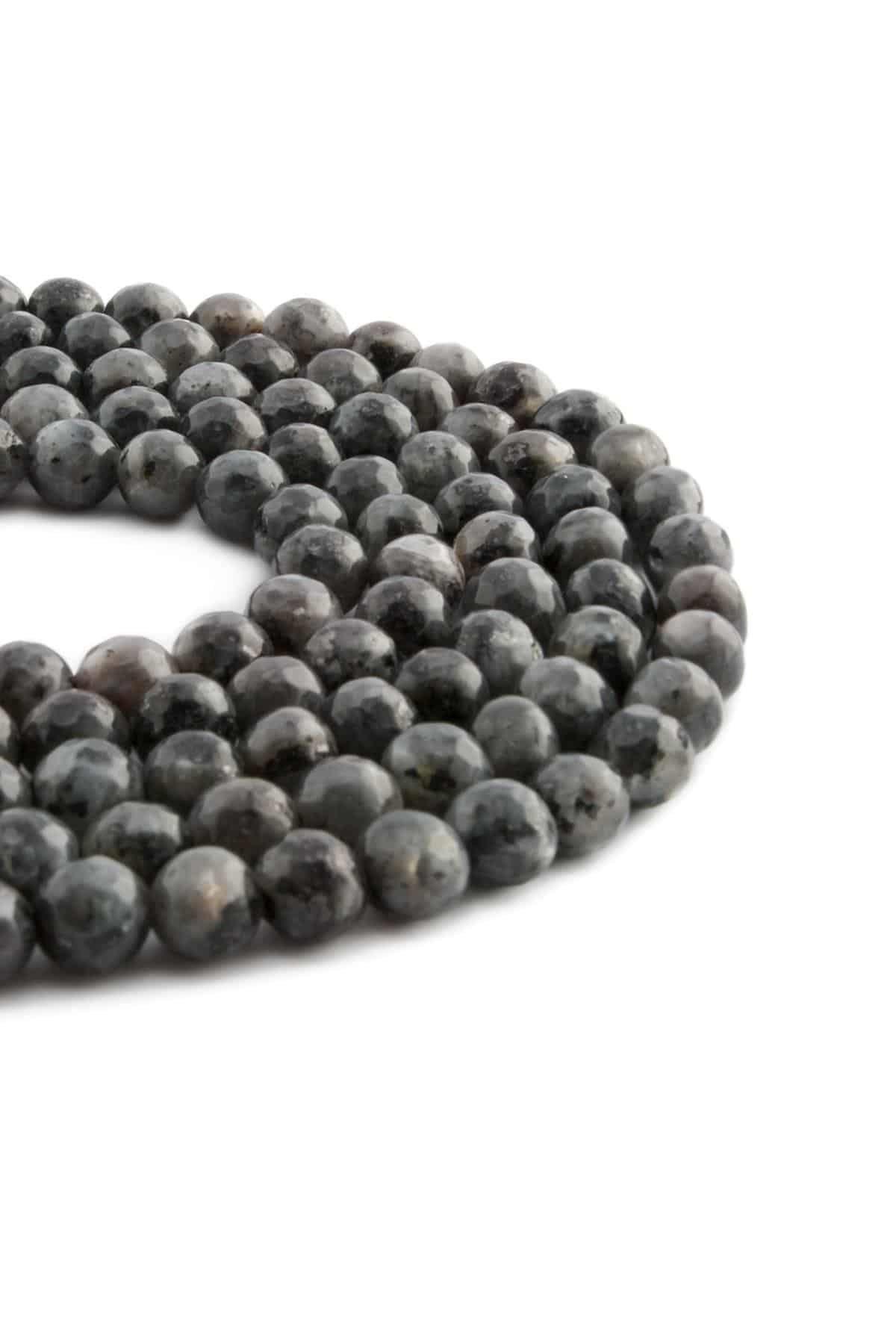 Larvakit Natural Stone Globe Facet Cut 8mm String Of Beads