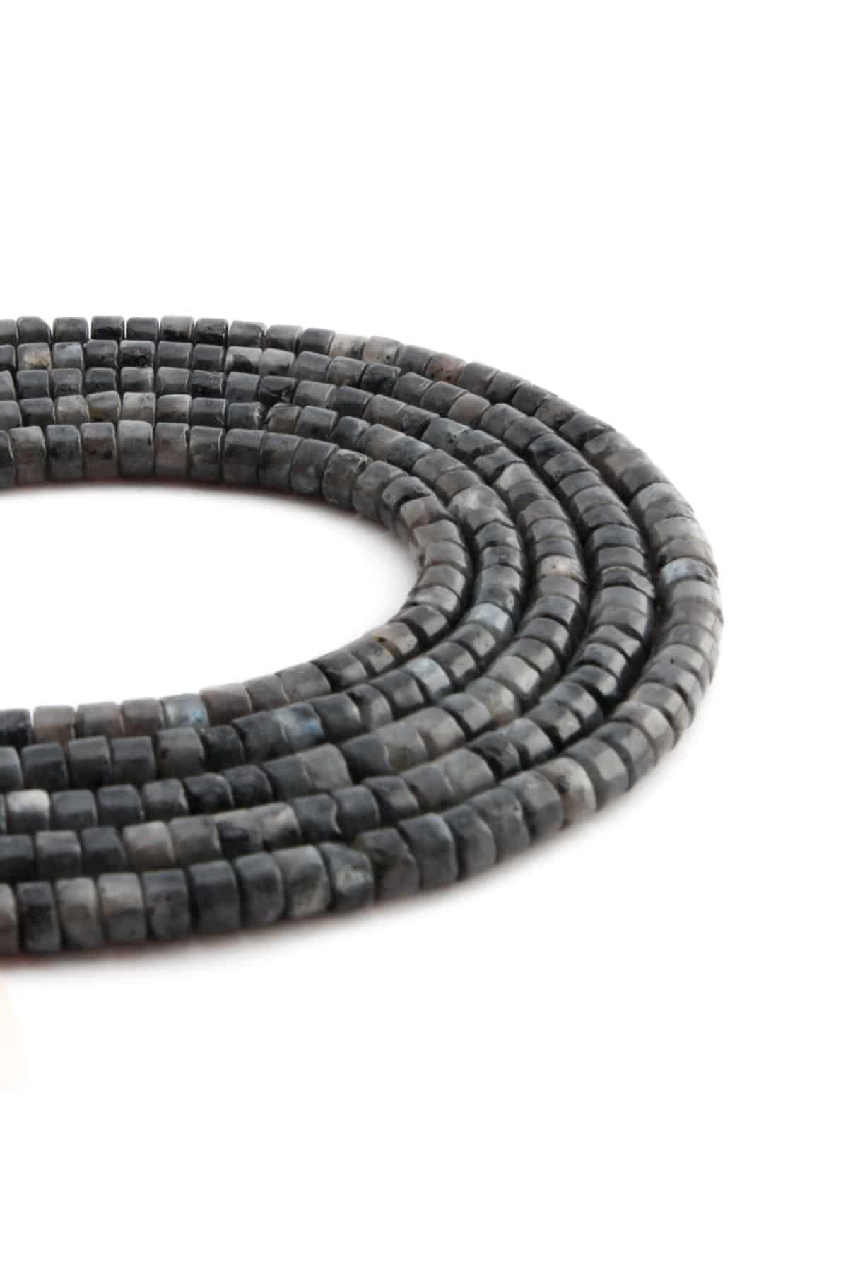 Larvakit Natural Stone Shiny Dore Cut 4x2mm String Of Beads