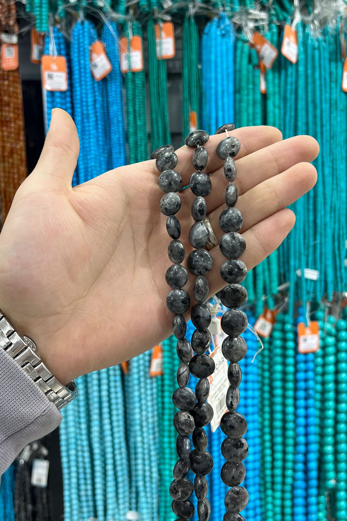 Larvakit Doğal Taş Parlak Gri Daire Kesim 14mm Dizi [AA]