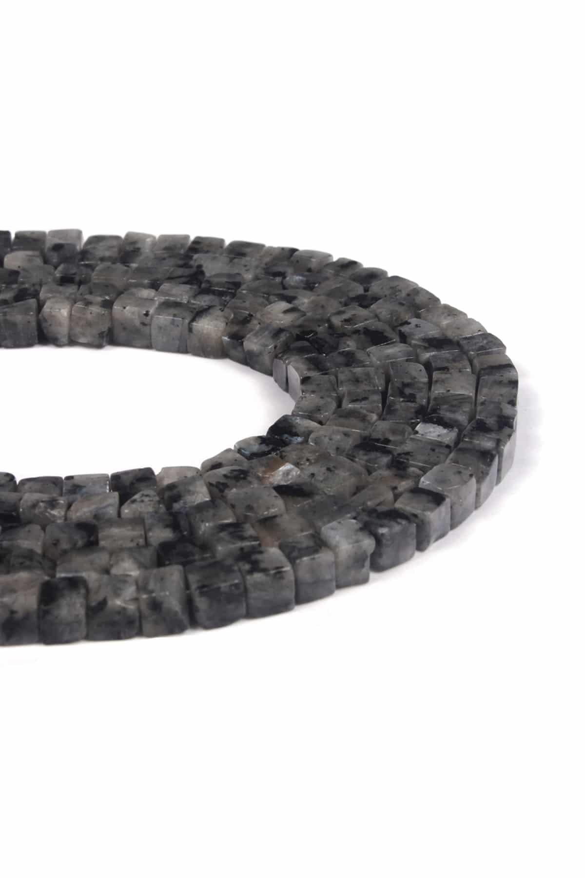 Larvakit Natural Stone Cube Cut 4x4mm String Of Beads