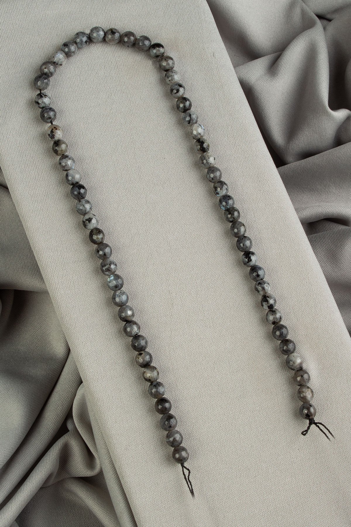 Larvakit Natural Stone Shiny Globe Facet Cut 6mm String Of Beads