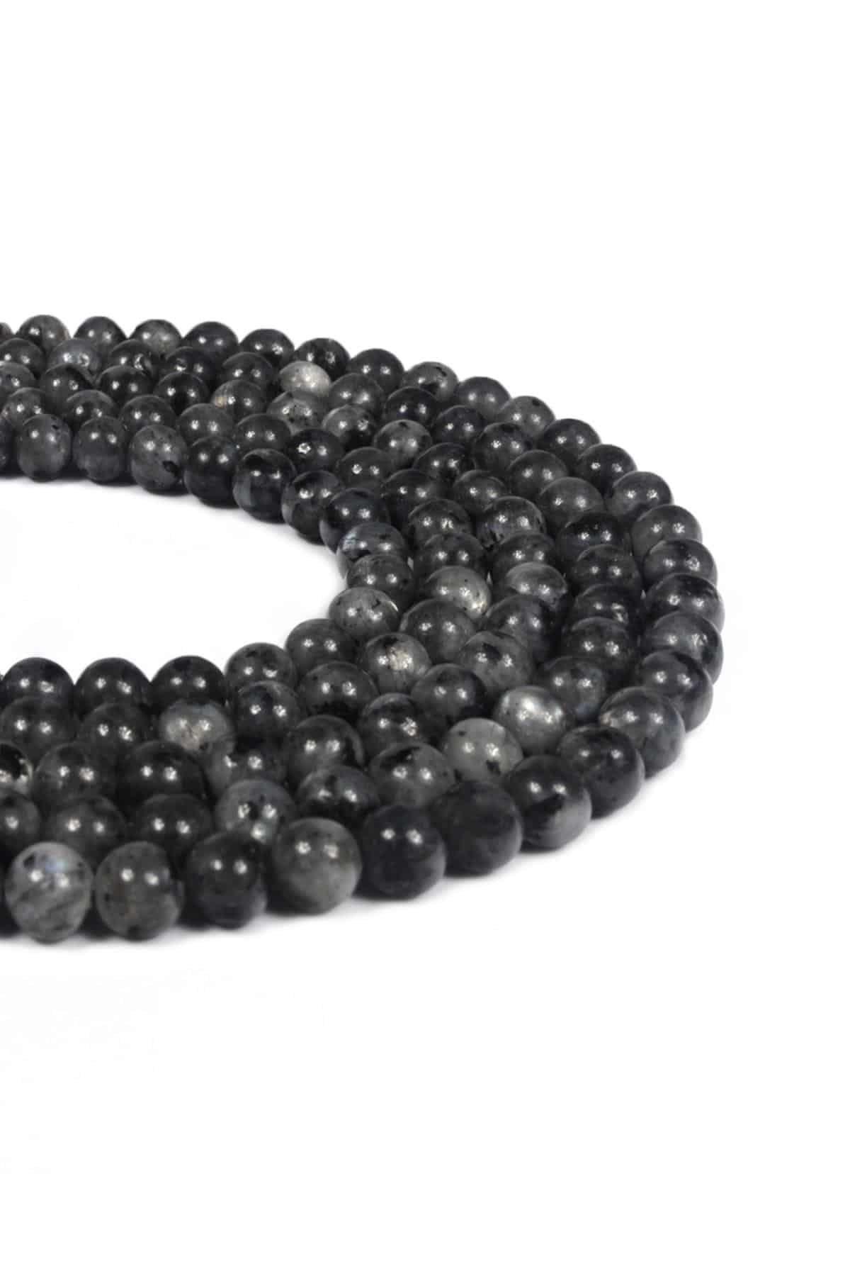 Larvakit Natural Stone Shiny Globe Cut 4mm String Of Beads