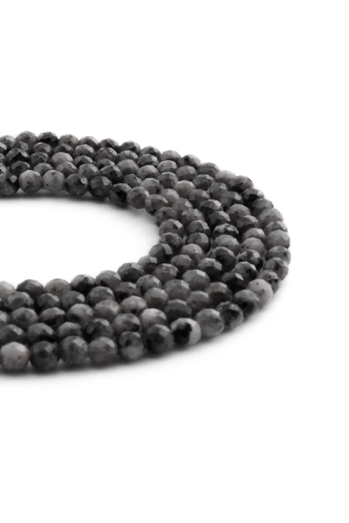 Larvakit Natural Stone Shiny Globe Crystal Cut 4mm String Of Beads