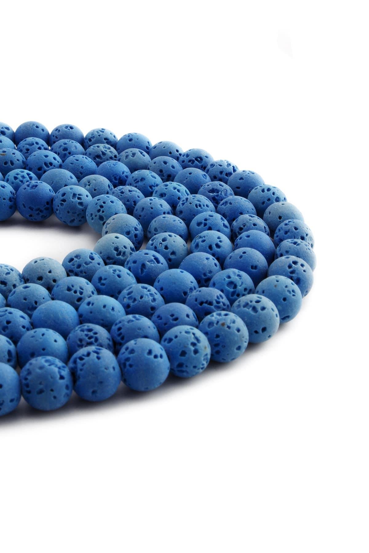 Lava Stone Natural Stone Globe Cut 8mm String Of Beads