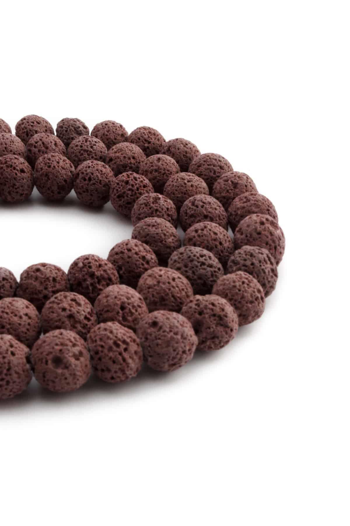 Lava Stone Natural Stone Matte Brown Globe Cut 12mm String Of Beads