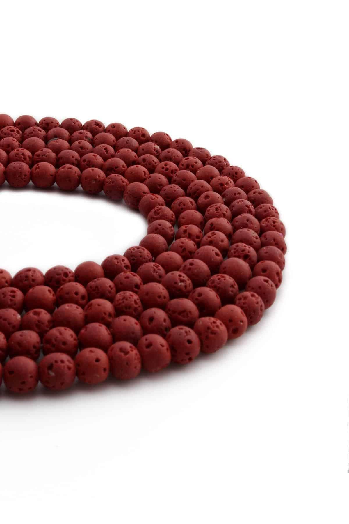 Lava Stone Natural Stone Matte Brown Globe Cut 6mm String Of Beads