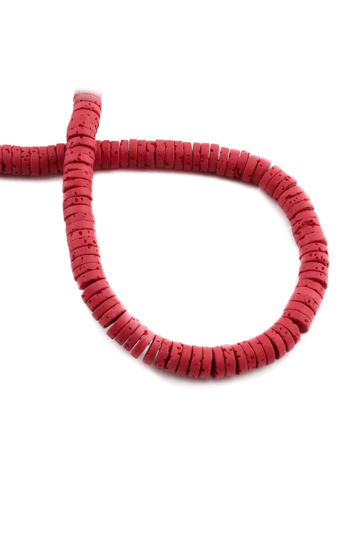 Lav Taşı Doğal Taş Mat Kırmızı Dore Kesim 6x2mm Dizi