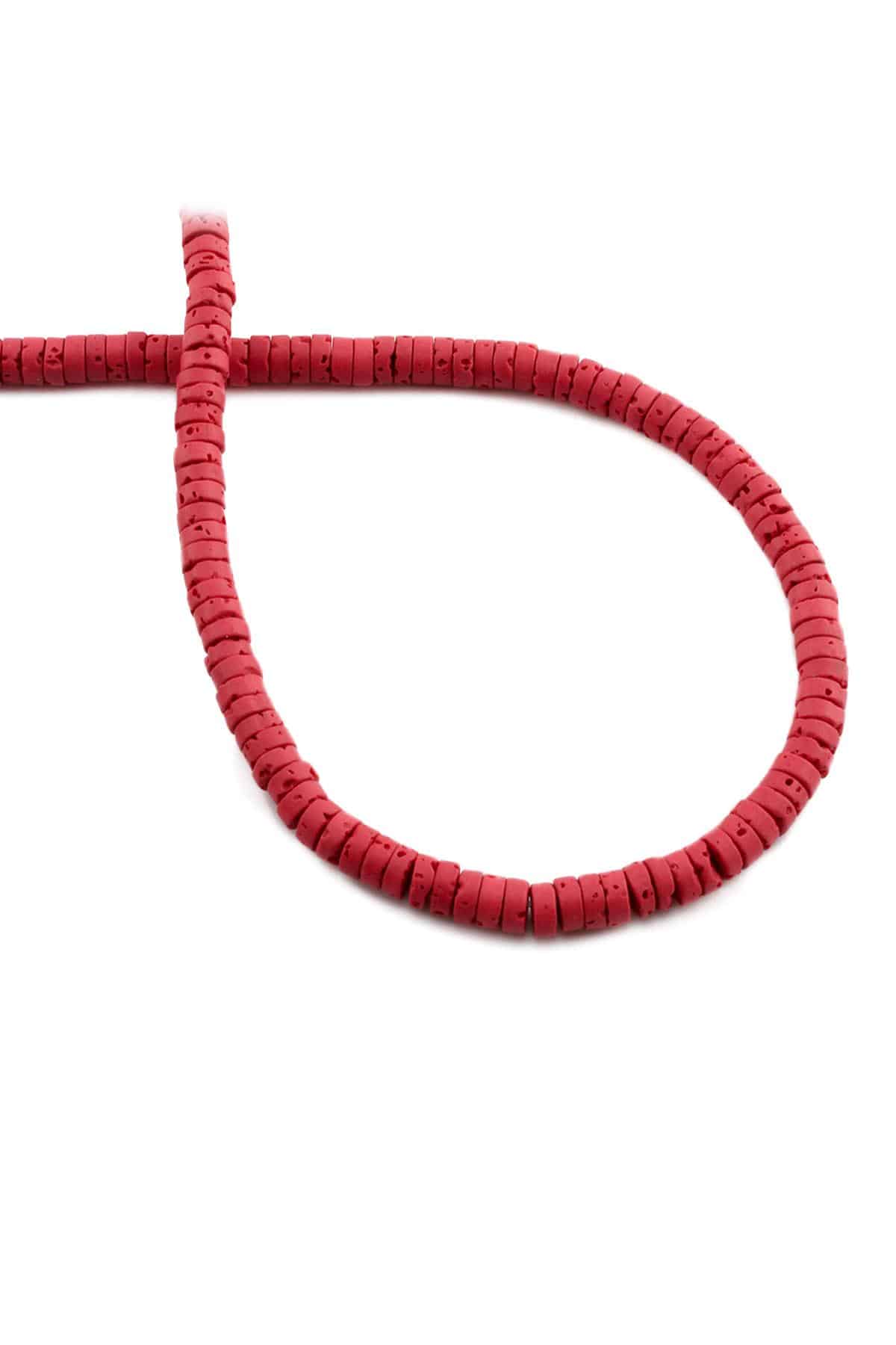 Lav Taşı Doğal Taş Mat Kırmızı Dore Kesim 4x2mm Dizi
