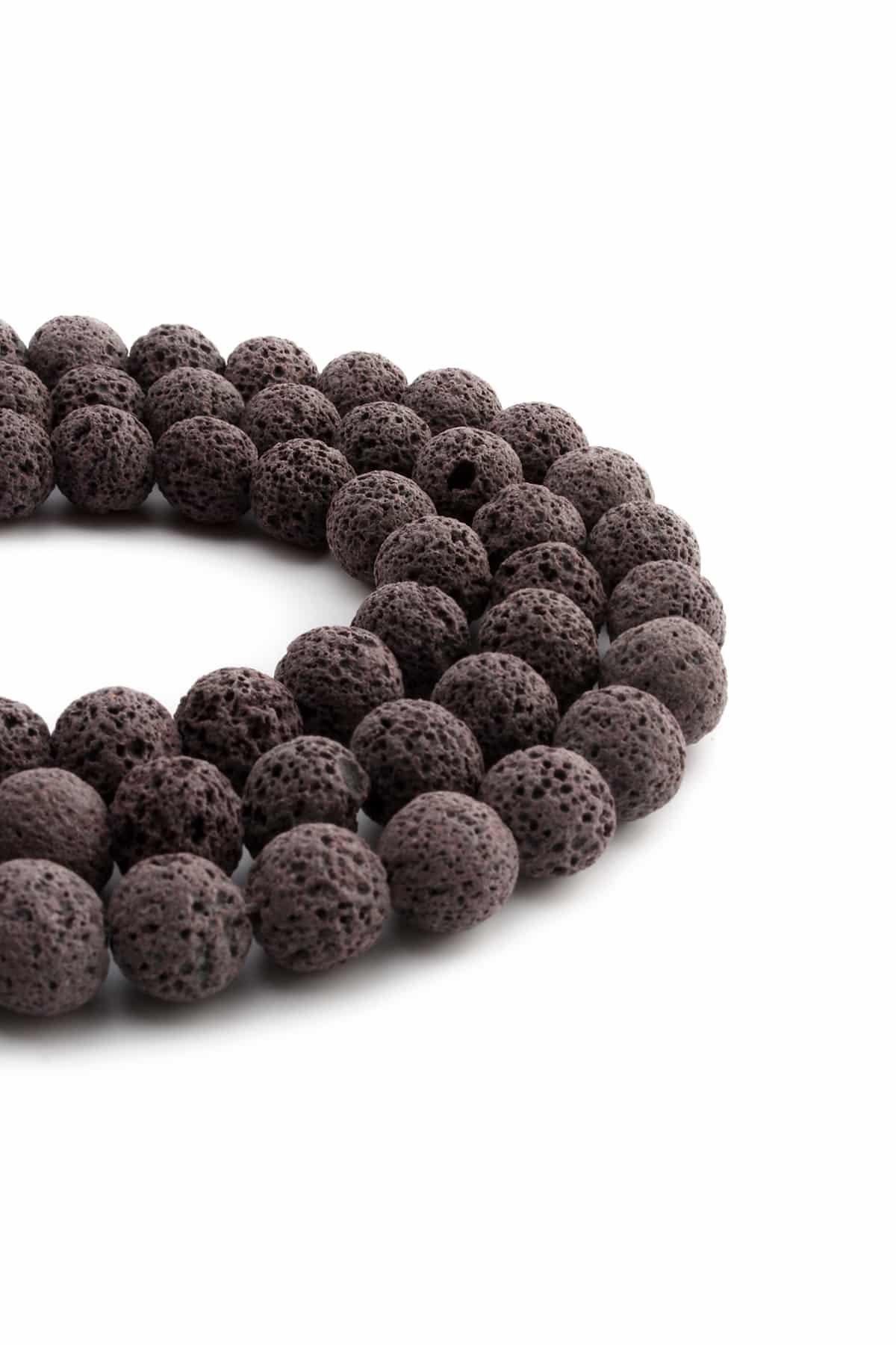 Lava Stone Natural Stone Matte Dark Grey Globe Cut 12mm String Of Beads