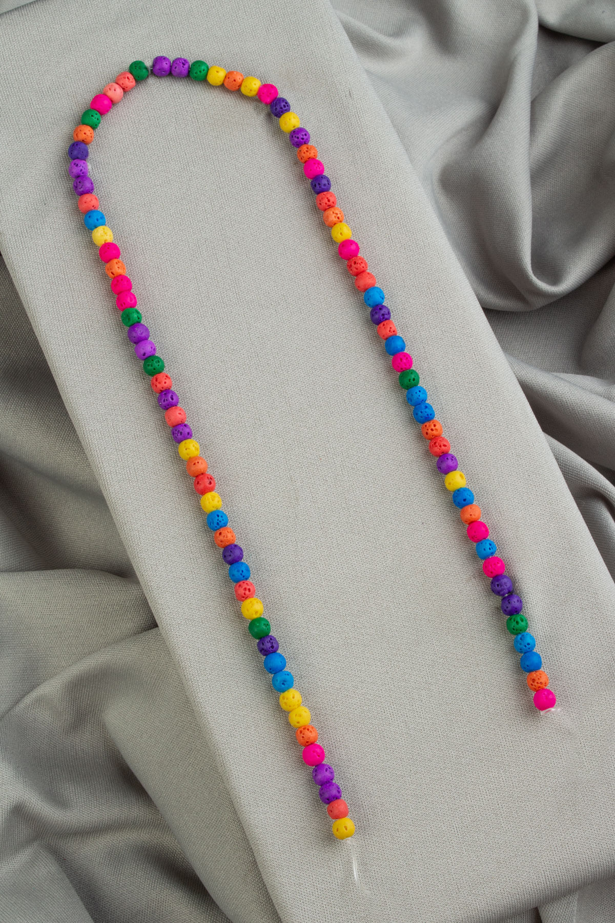 Lava Stone Natural Stone Matte Colourful Globe Cut 4mm String Of Beads