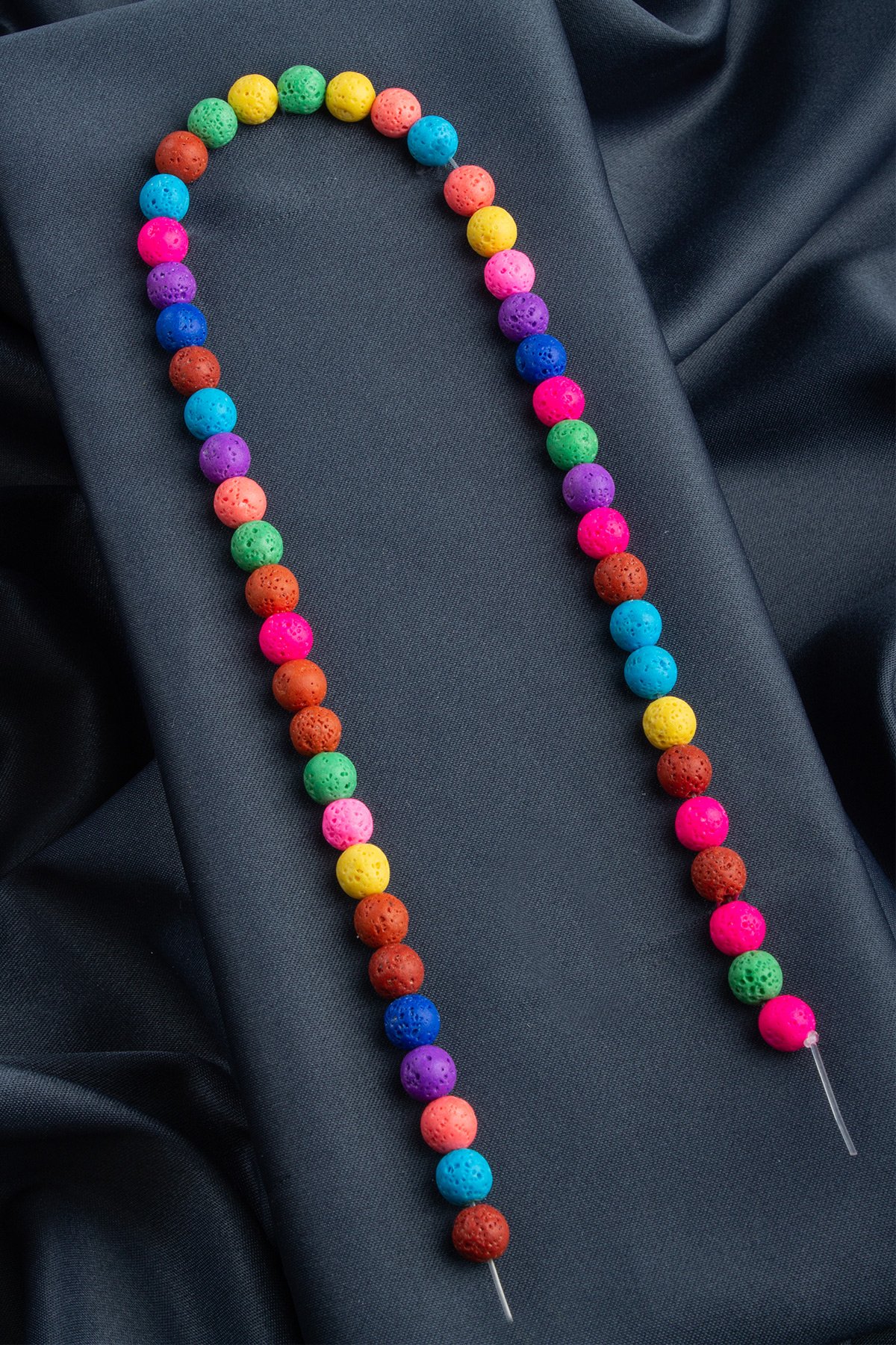 Lava Stone Natural Stone Matte Colourful Globe Cut 8mm String Of Beads
