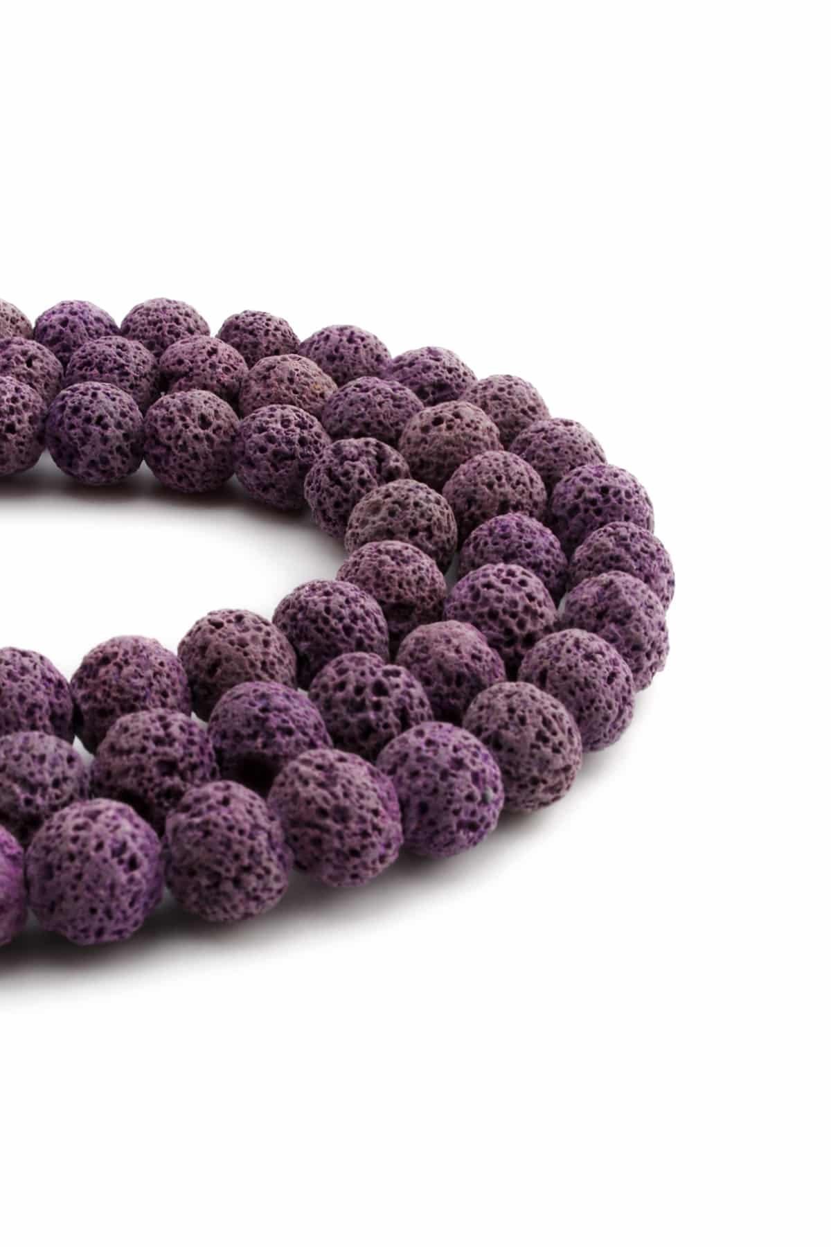 Lava Stone Natural Stone Matte Lilac Globe Cut 12mm String Of Beads