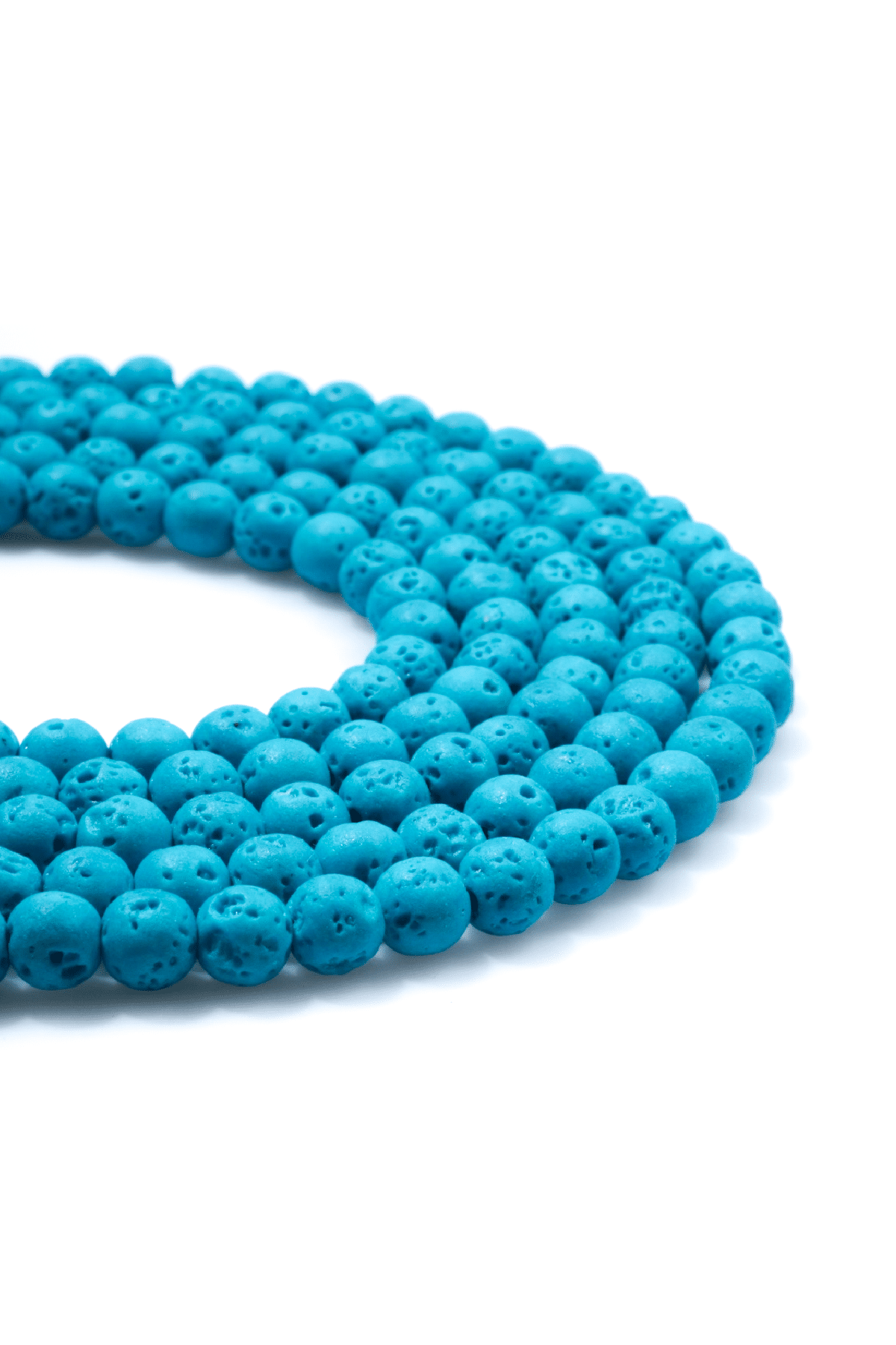 Lava Stone Natural Stone Matte Blue Globe Cut 6mm String Of Beads