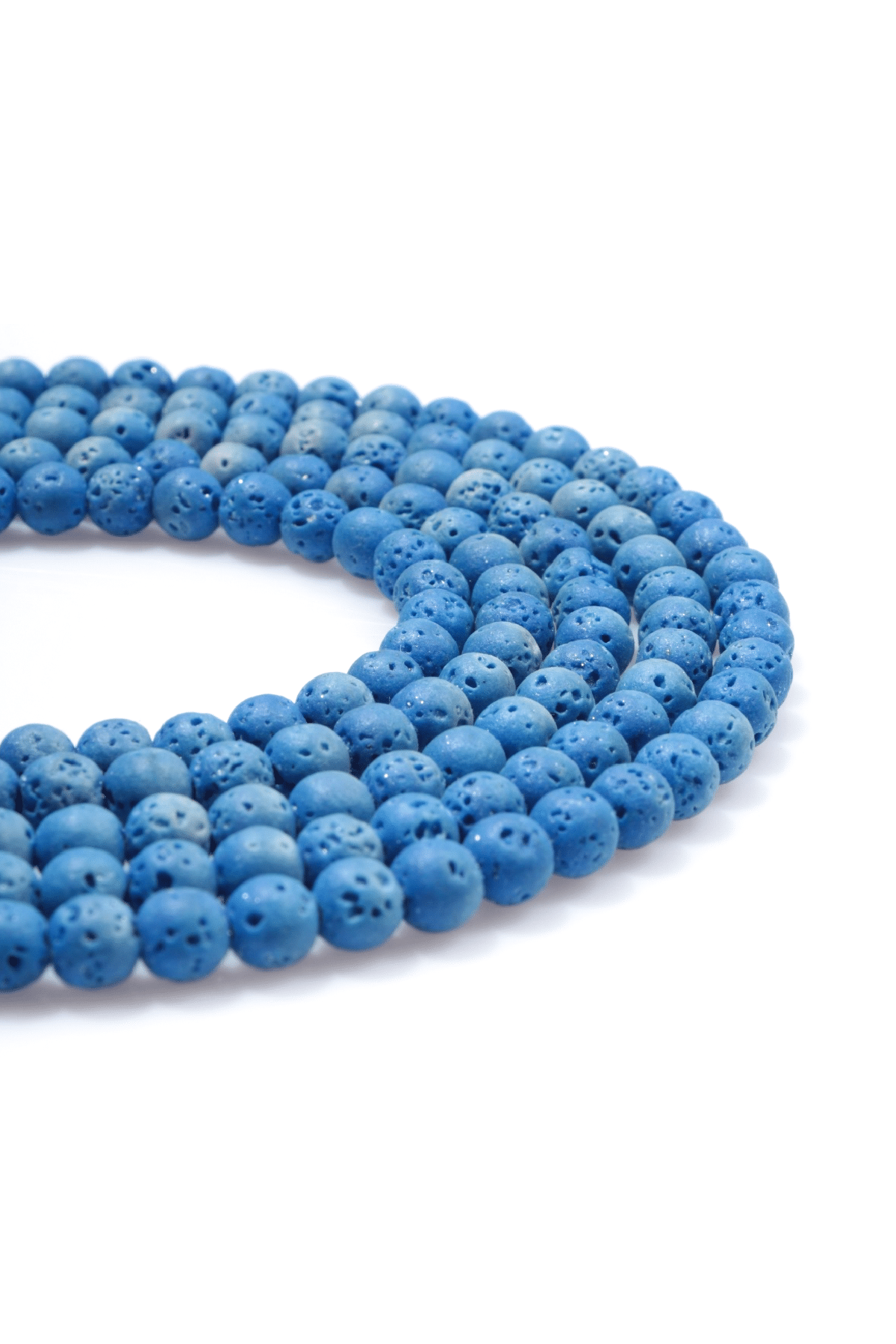 Lava Stone Natural Stone Matte Blue Globe Cut 6mm String Of Beads