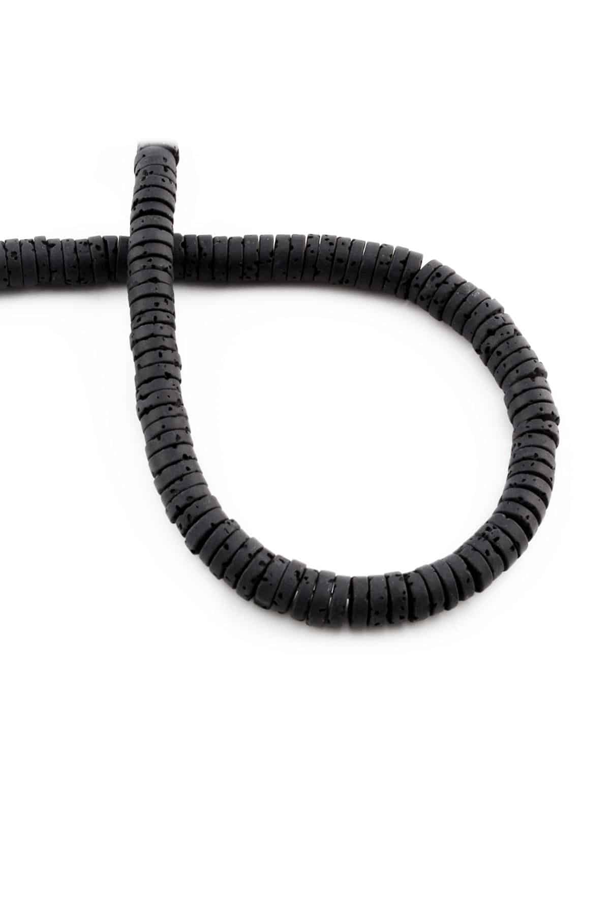 Lav Taşı Doğal Taş Mat Siyah Dore Kesim 6x2mm Dizi