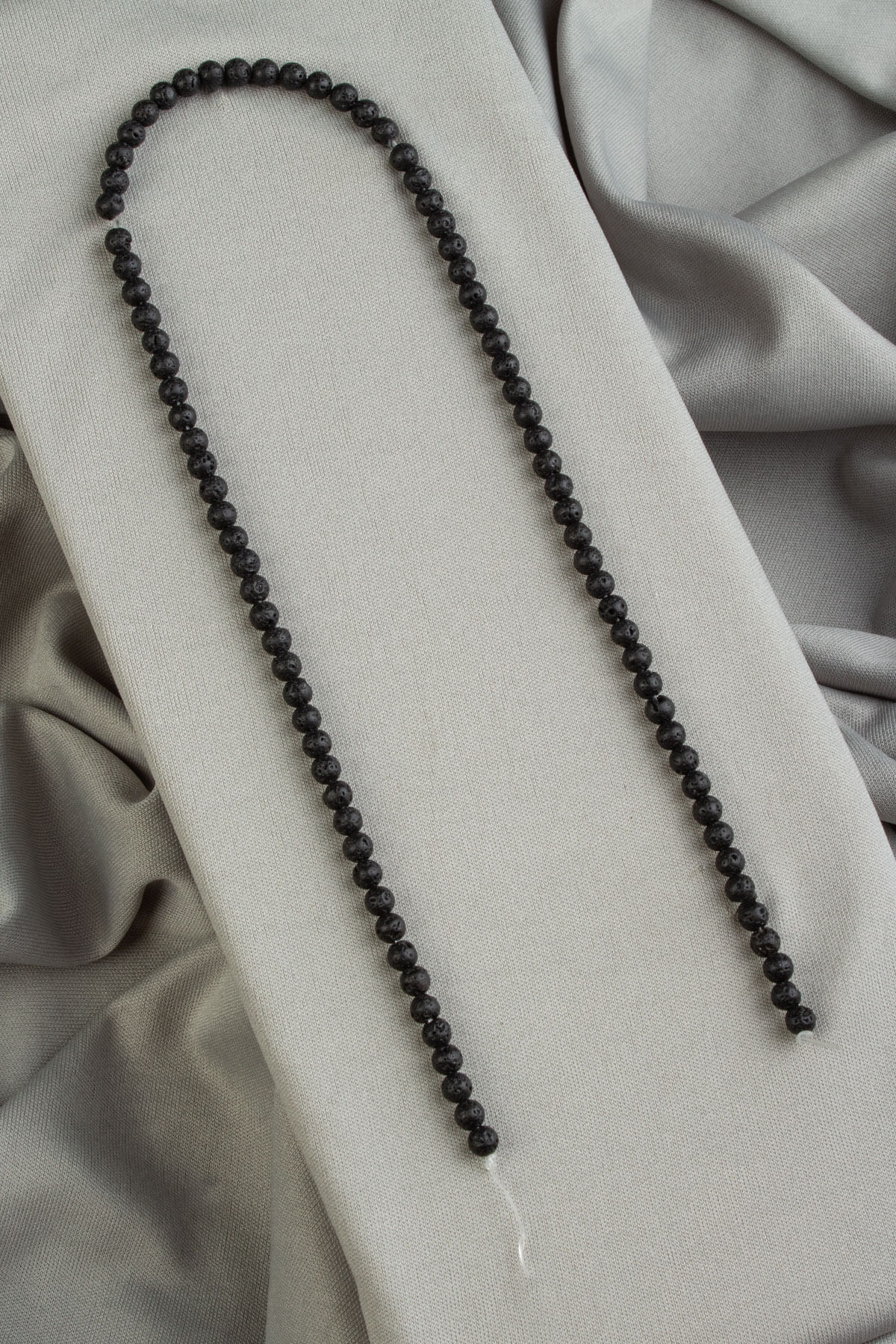 Lava Stone Natural Stone Matte Black Globe Cut 4mm String Of Beads