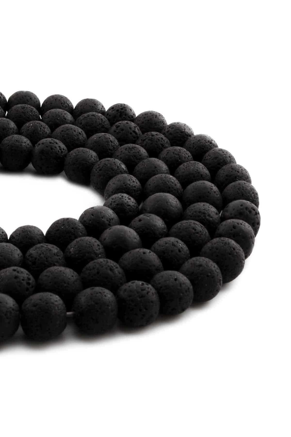 Lava Stone Natural Stone Matte Black Globe Cut 10mm String Of Beads