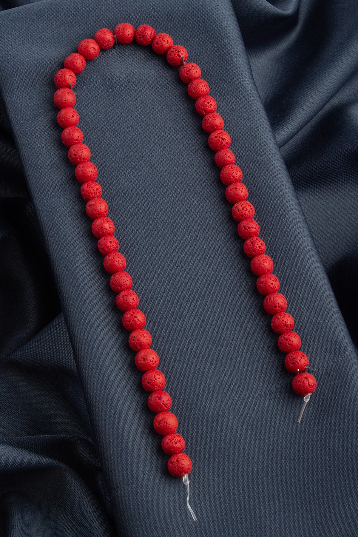 Lava Stone Natural Stone Light Red Globe Cut 8mm String Of Beads