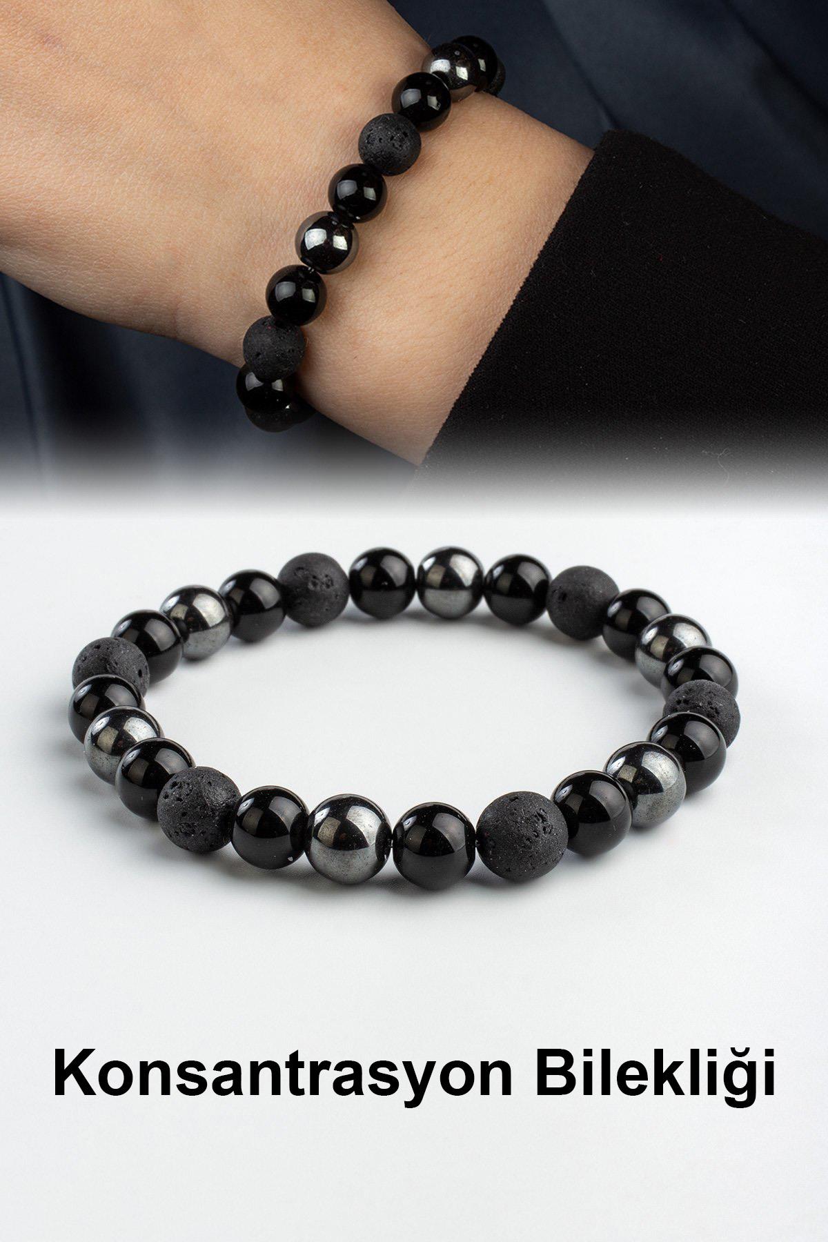 Lav Taşı-Karışık Doğal Taş Küre Kesim Konsantrasyon Bilekliği