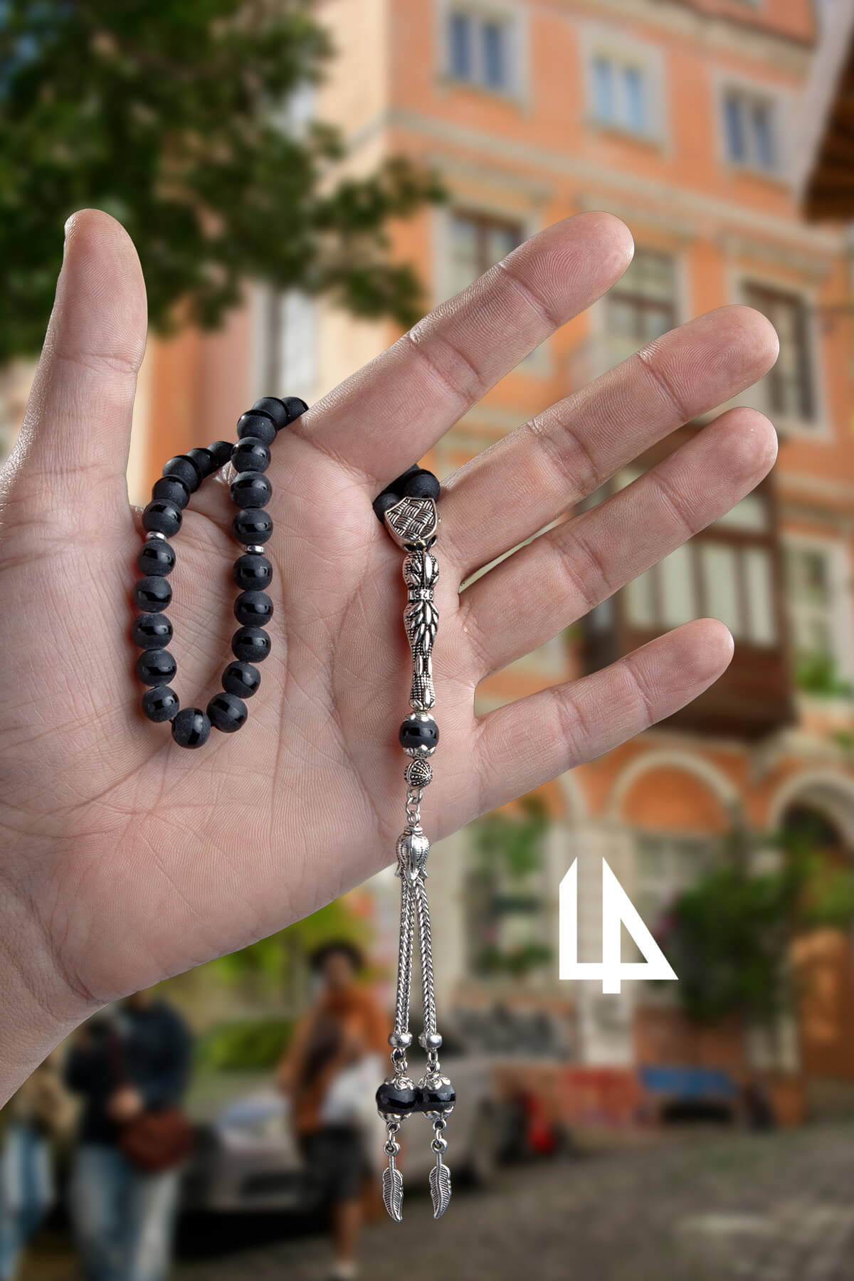 Lazerli Oniks Doğal Taş Küre Kesim 33 lü 8mm Tesbih