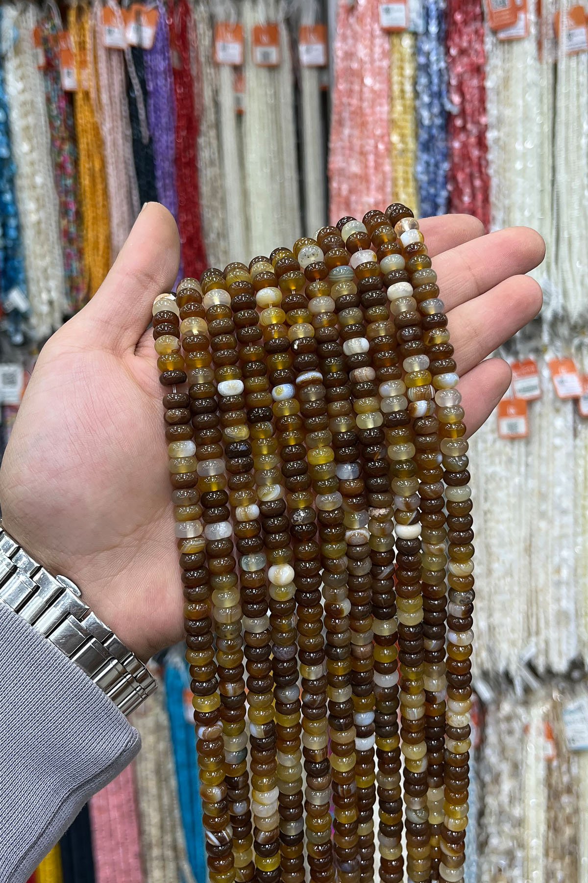 Madagaskar Akik Doğal Taş Parlak Açık Kahverengi 5x8mm Dizi