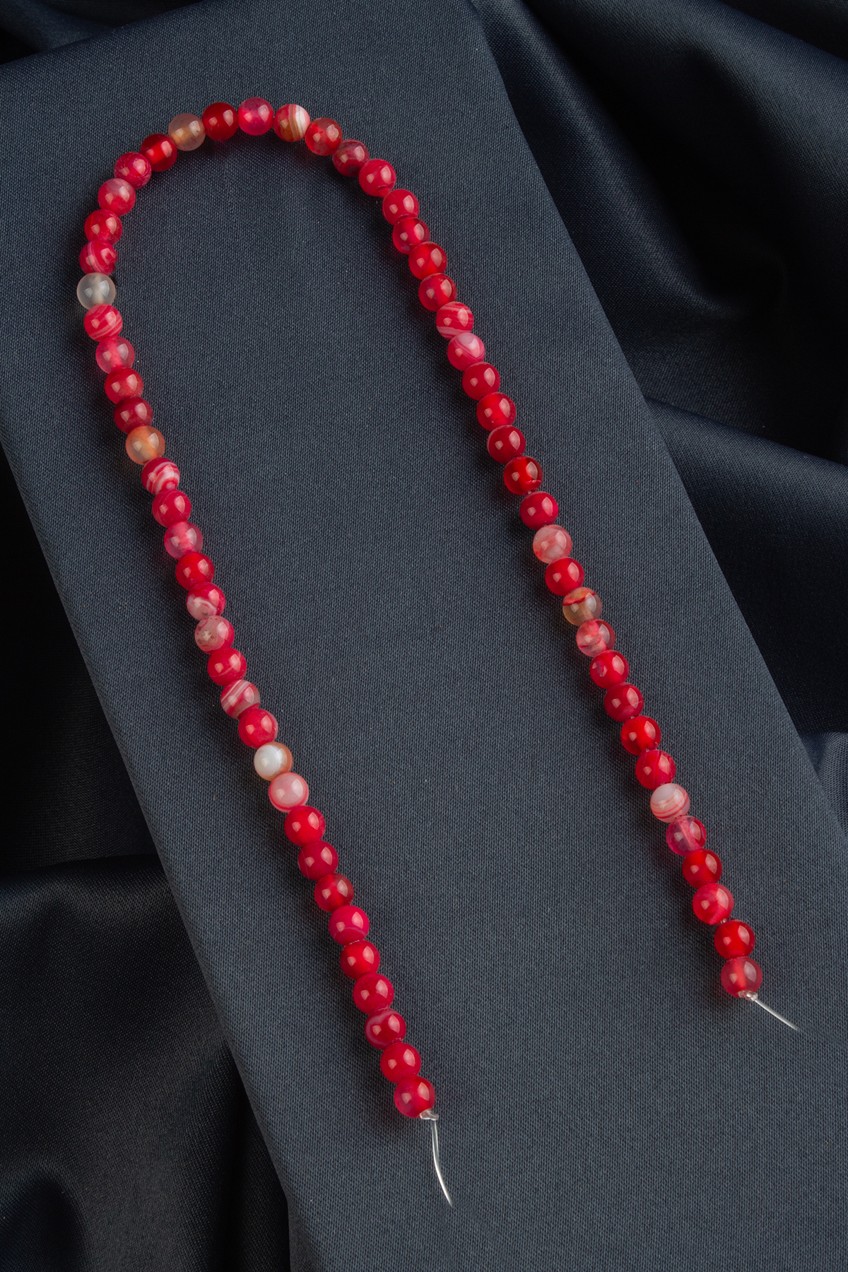 Madagaskar Akik Doğal Taş Parlak Kırmızı Küre Kesim 6mm Dizi [AA]