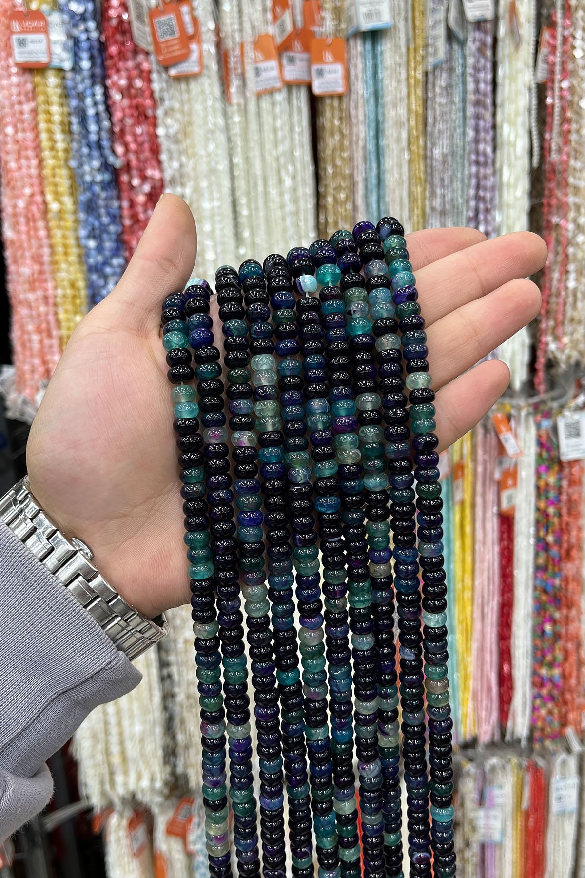 Madagaskar Akik Doğal Taş Parlak Mavi Yeşil 5x8mm Dizi